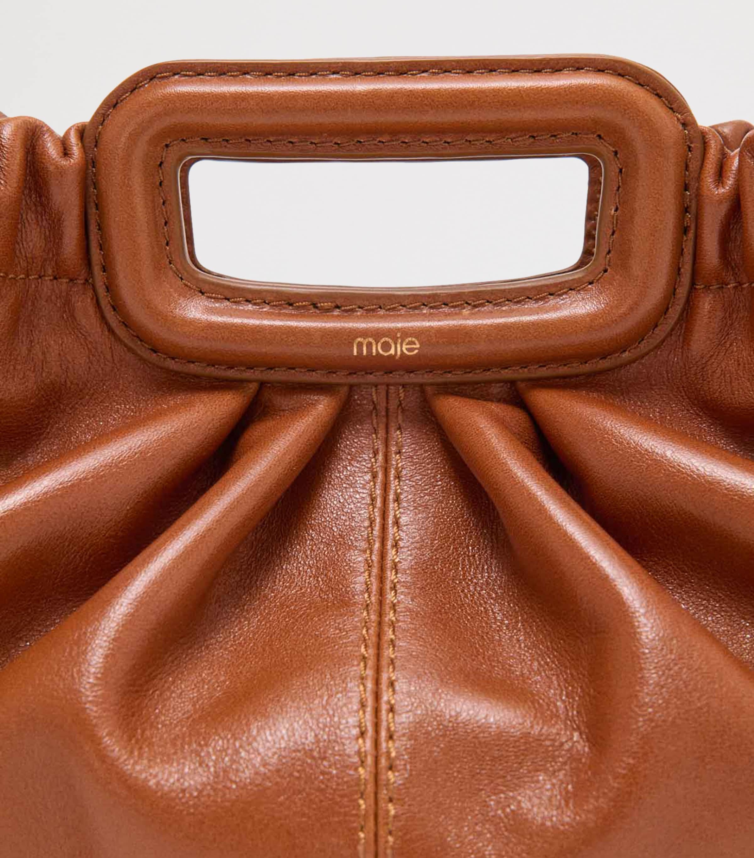 Maje Leather Milpli Clutch Bag Tobacco Image 5