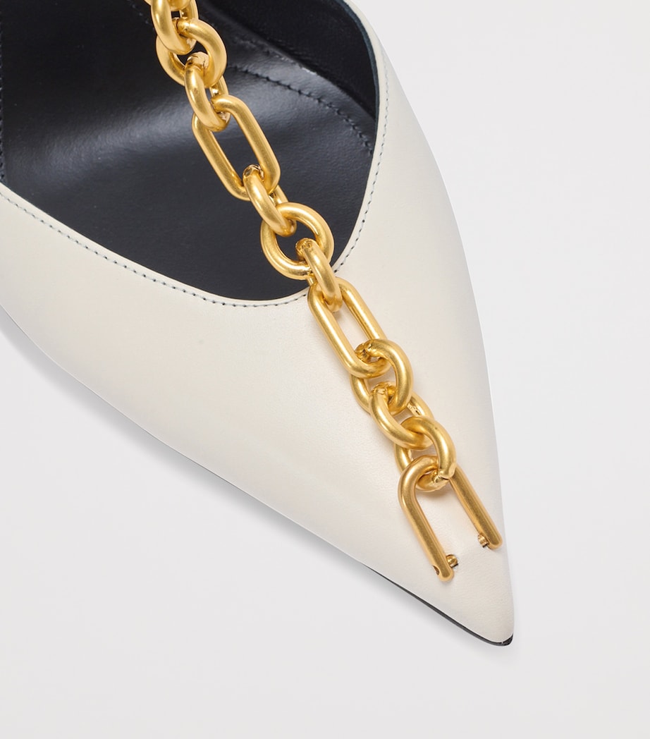 Leather Sync Heeled Mules 95 0AI IVOIRE Image 6