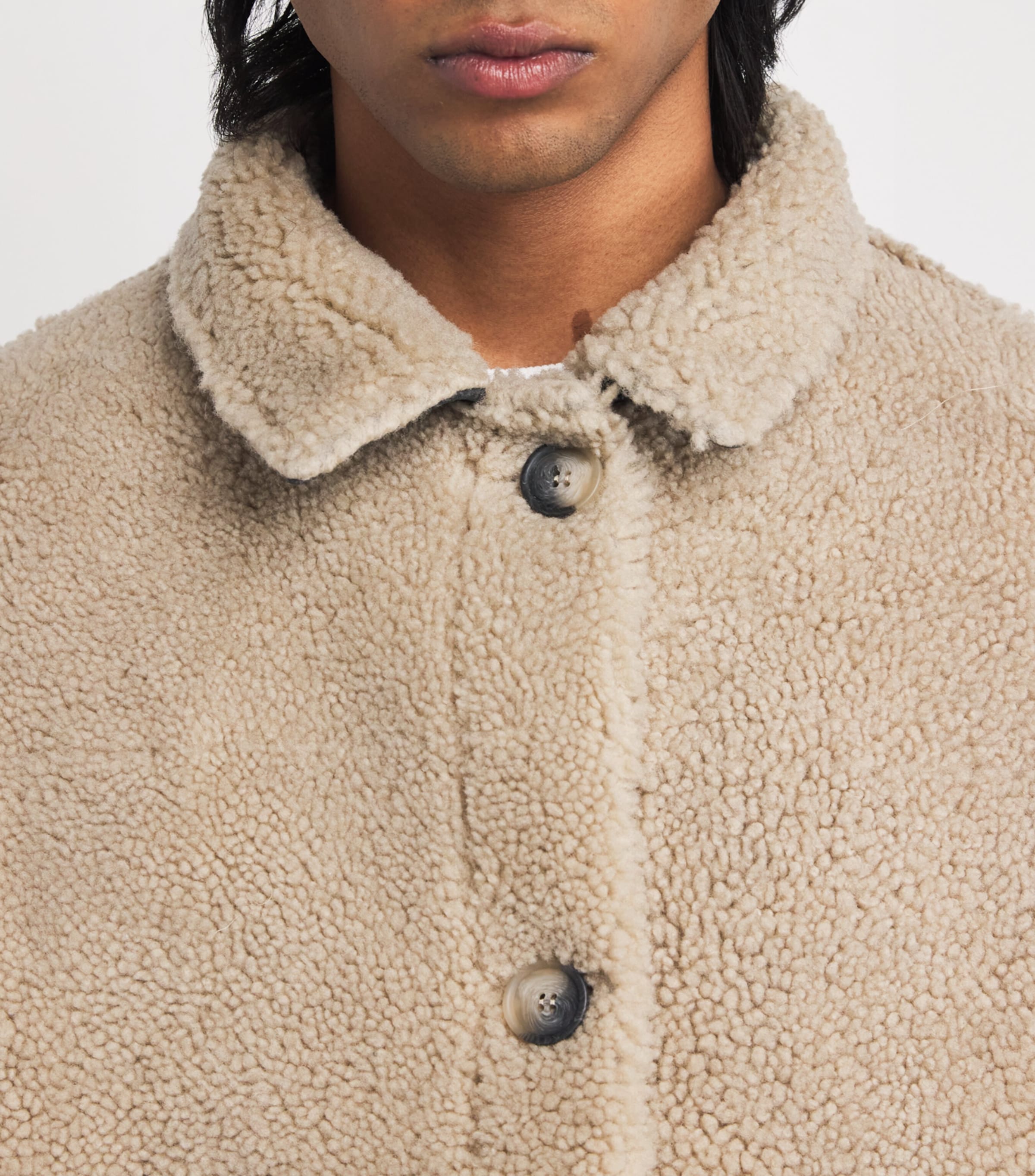 【関税&送料込】Mm6 Maison Margiela Shearling Jacket MM6 Maison Margiela Lambskin shearling-panel Jacket | Black