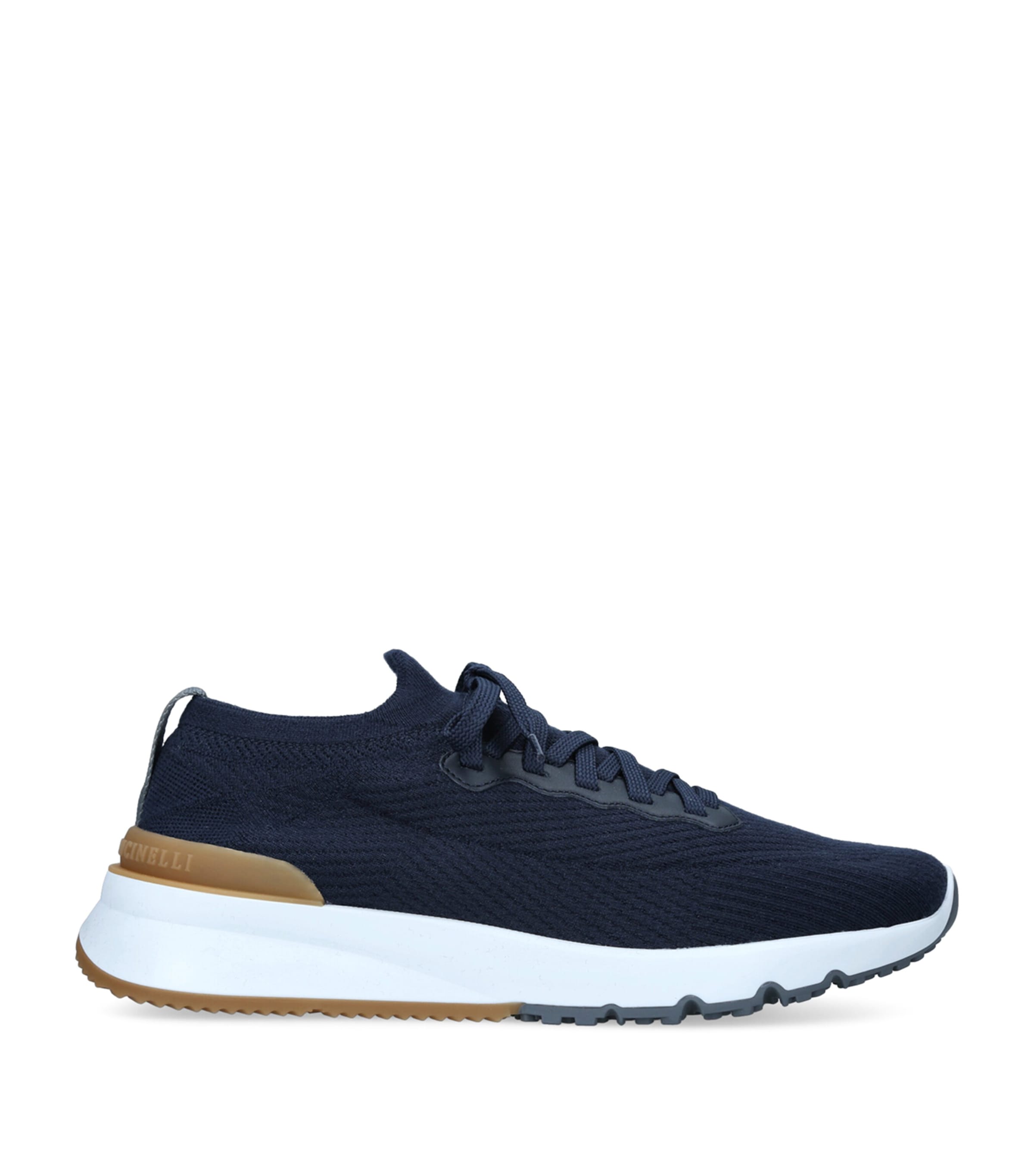 Brunello Cucinelli Knitted Low-Top Sneakers Navy Image 3