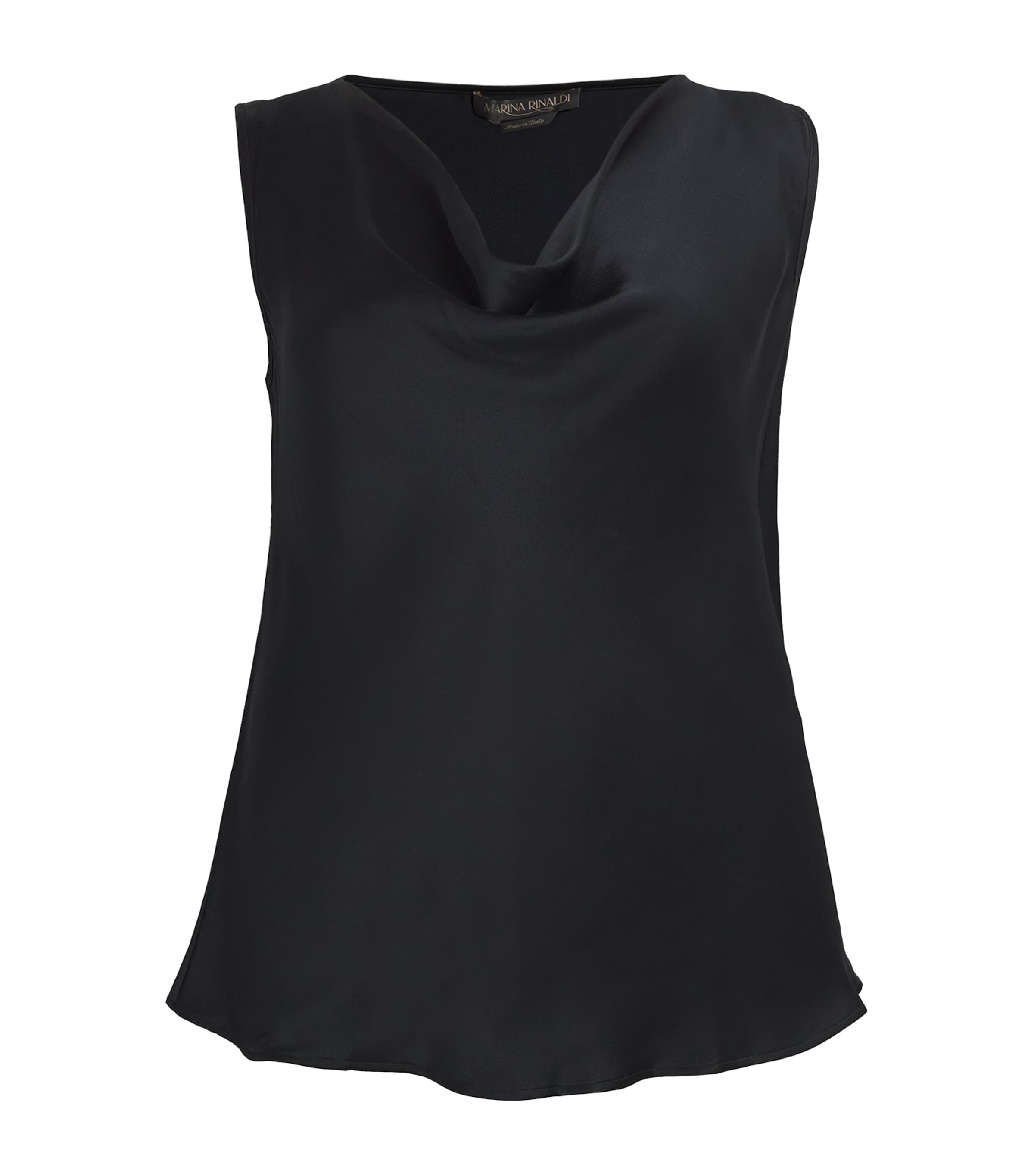 Shop Marina Rinaldi Sleeveless Cowl-neck Blouse In Blue