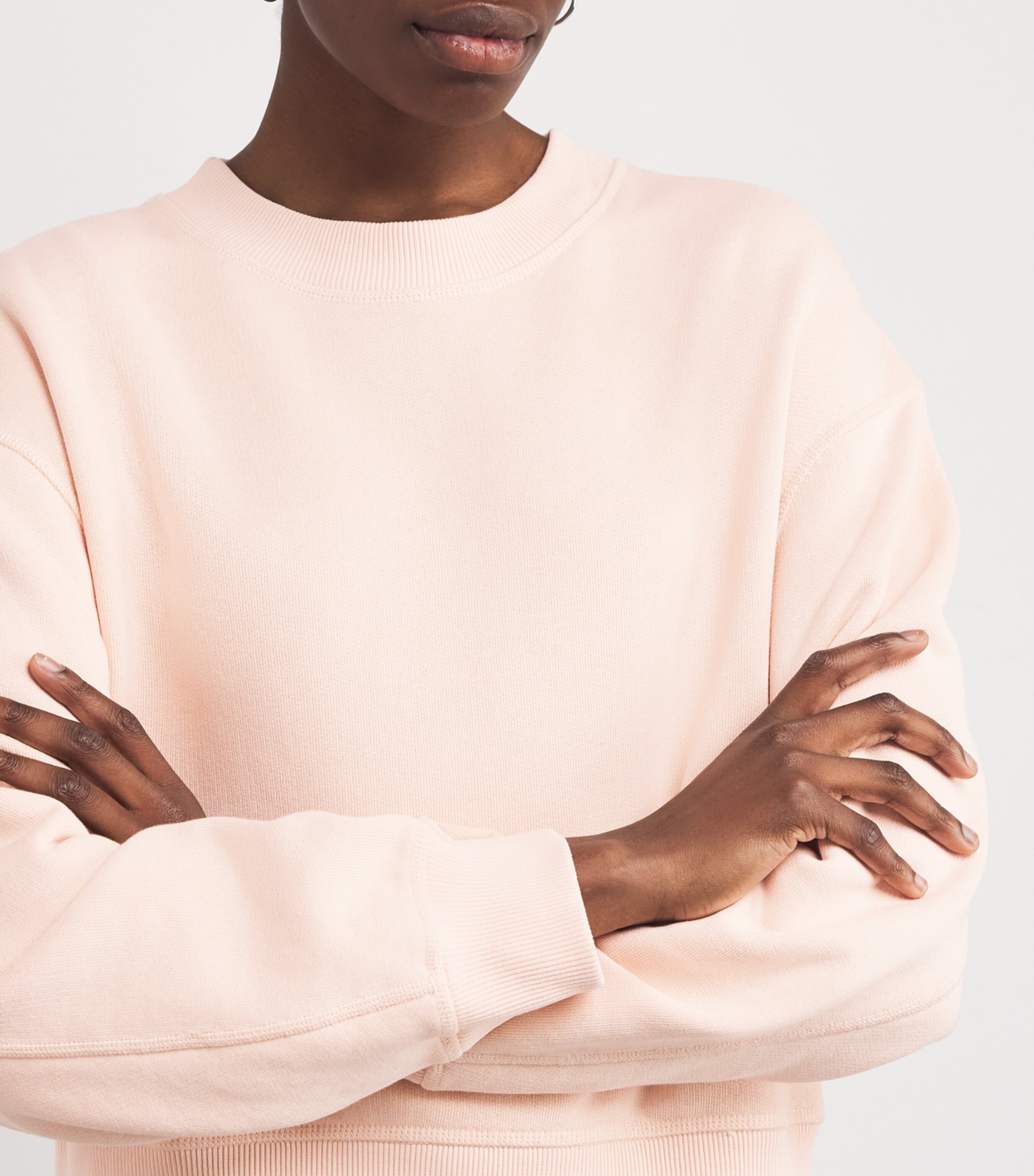 Terry Cloth Cropped Sweatshirt PEACH Image 6