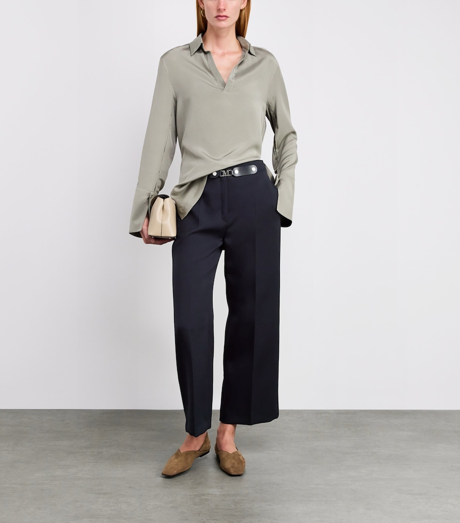 Leather-Trim Cropped Trousers ULTRAMARINE Image 2