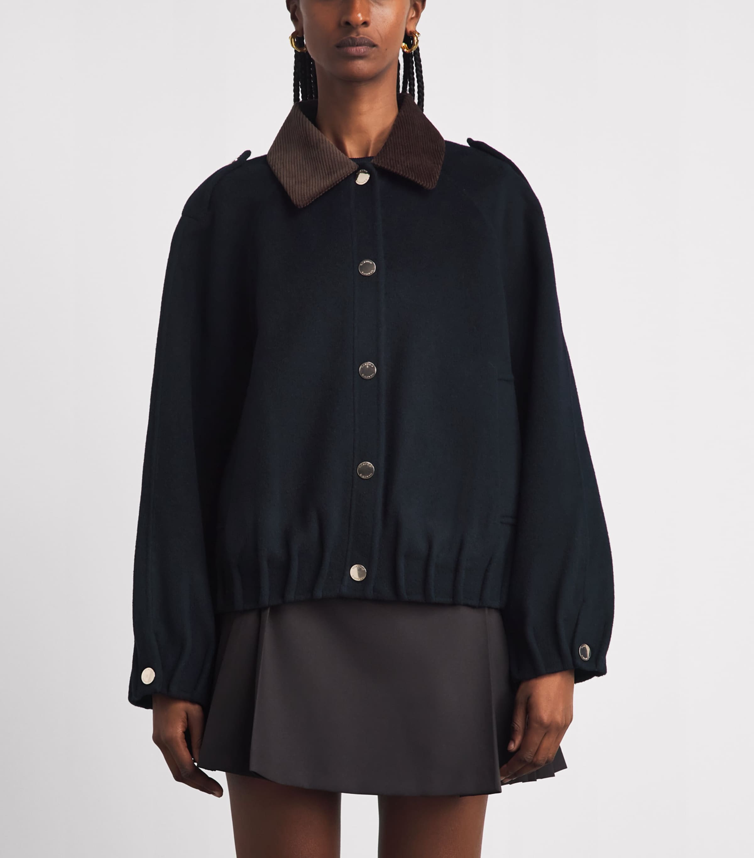 Claudie Pierlot Womens Wool-Blend Jacket Navy Image 4