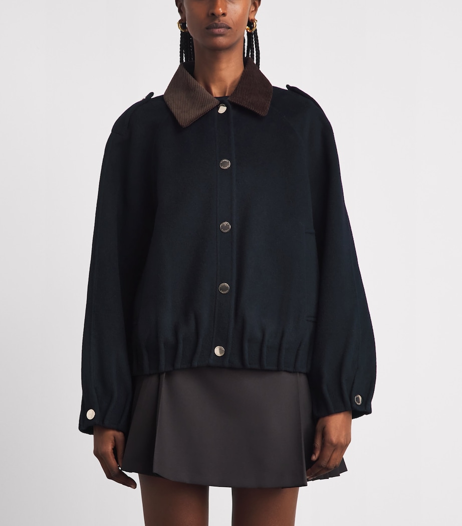 Claudie Pierlot Womens Wool-Blend Jacket Navy Image 4
