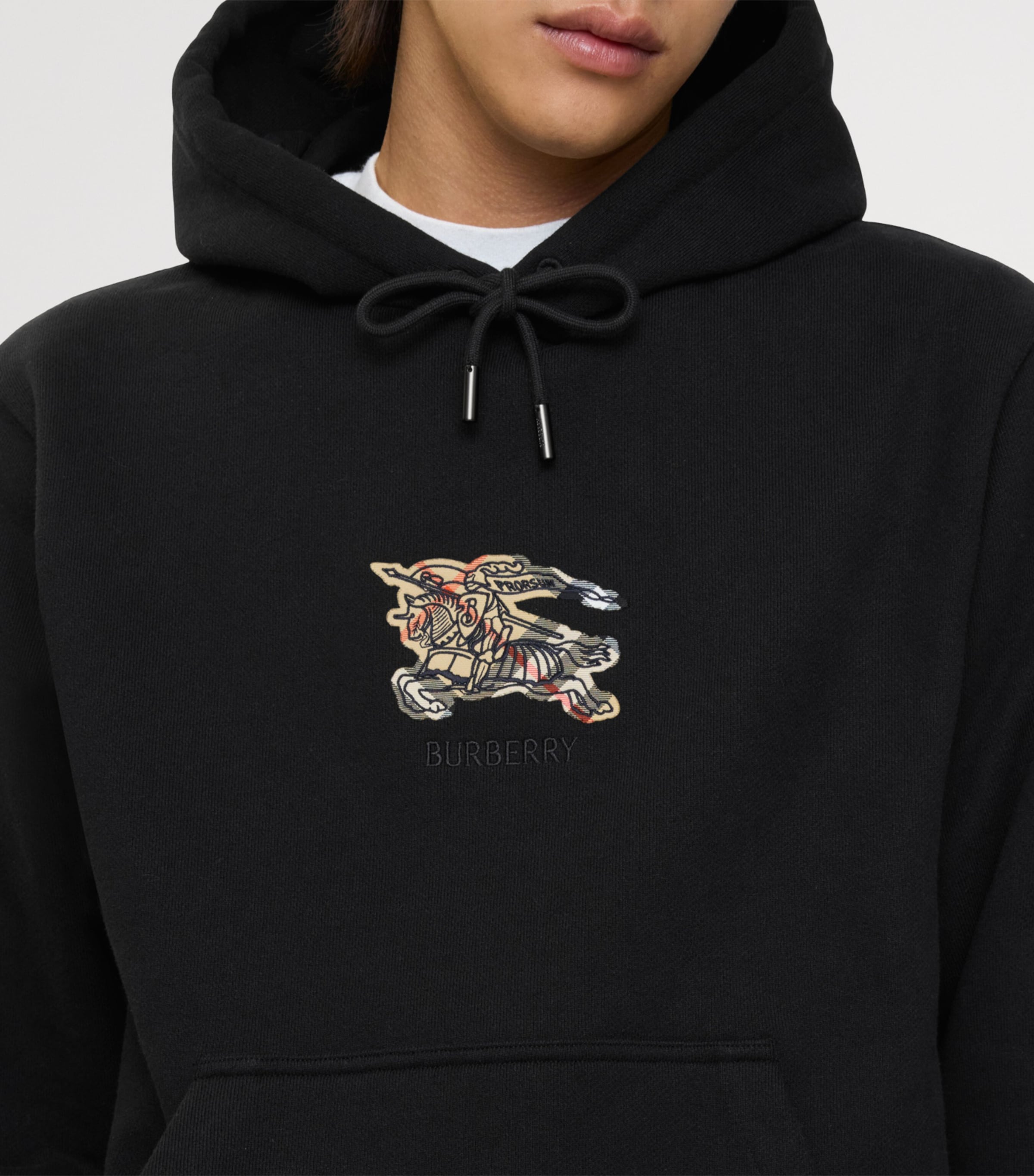 Cotton EKD Check Slim Hoodie BLACK Image 3