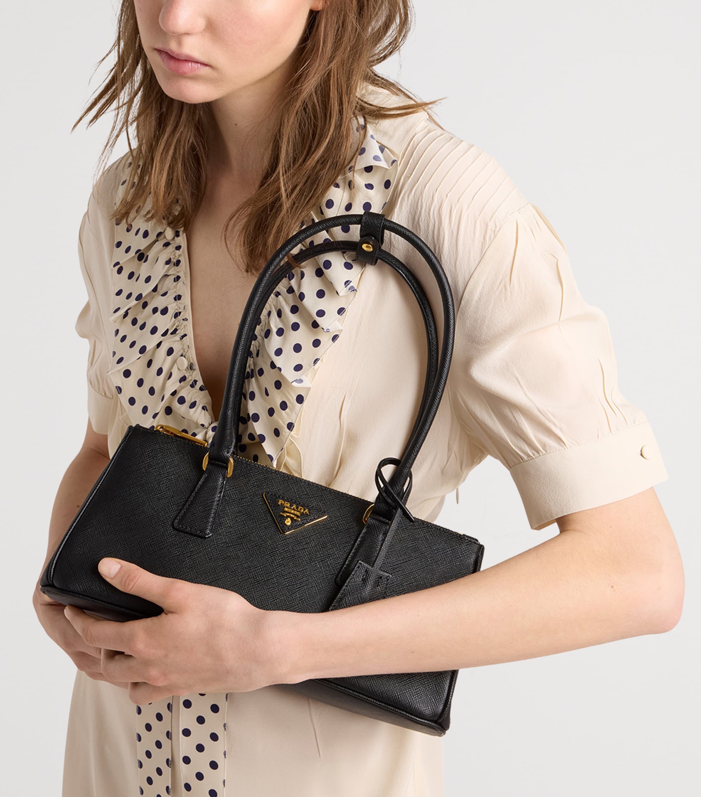 Prada Medium Leather Galleria Top-Handle Bag Black Image 2