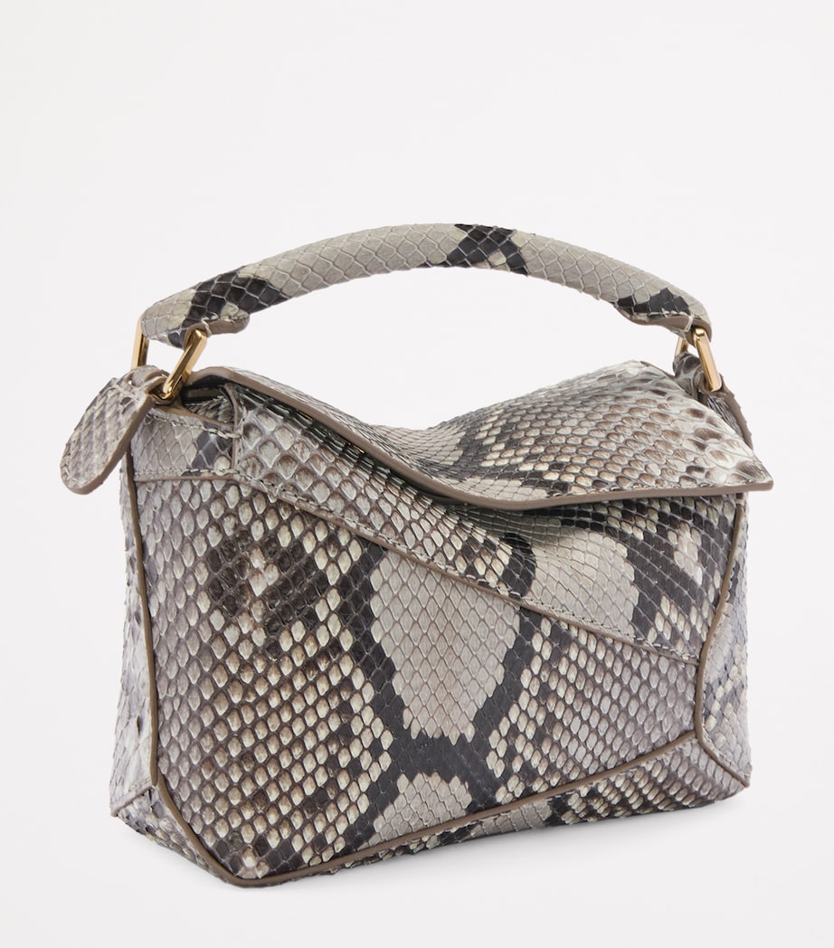 Mini Snakeskin Puzzle Edge Top-Handle Bag NATURAL Image 2