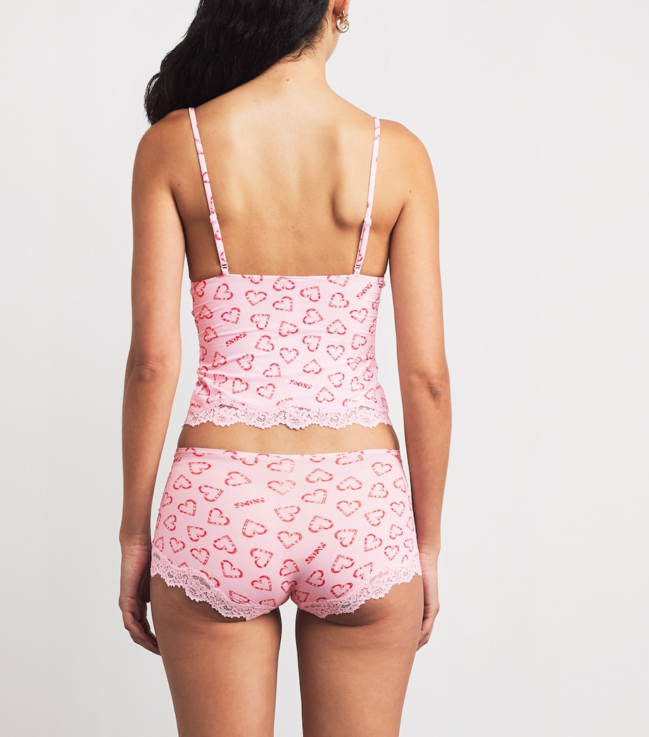 Printed Fits Everybody Lace-Trim Cami and Shorts Set CB CANDY HEART PRINT Image 3