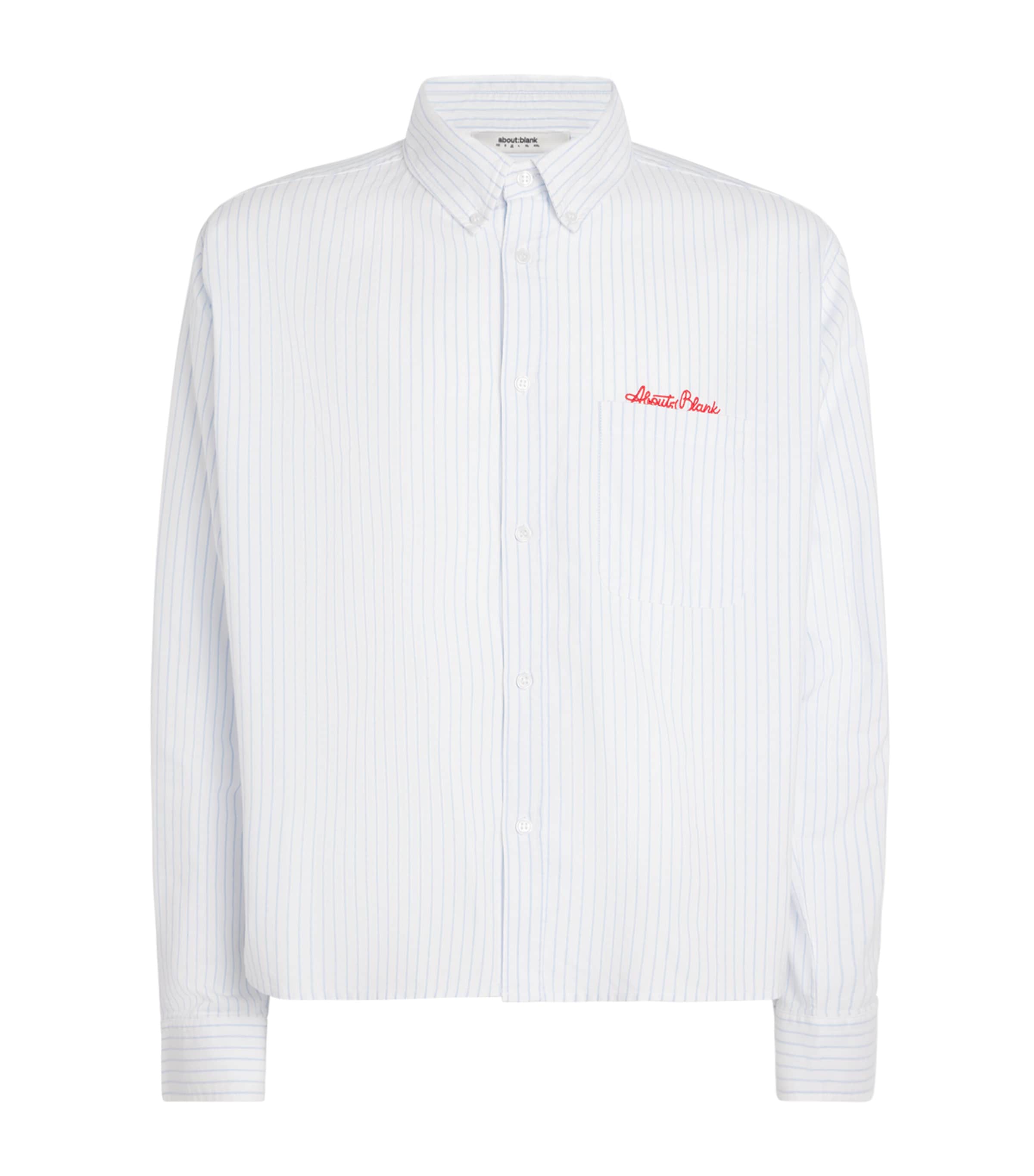 Cotton Oxford Stripe Logo Shirt WHITE/BLUE Image 1