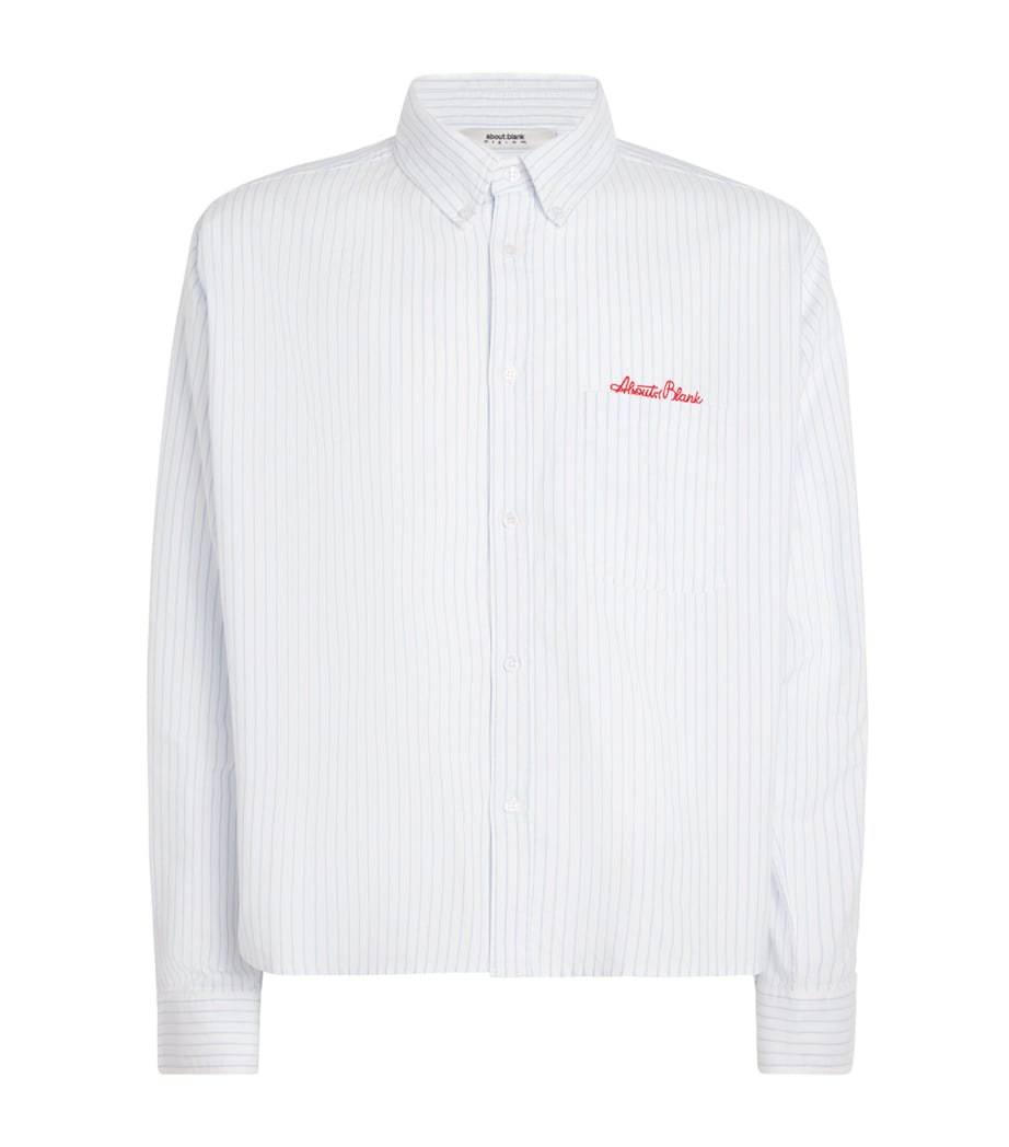 Cotton Oxford Stripe Logo Shirt WHITE/BLUE Image 1