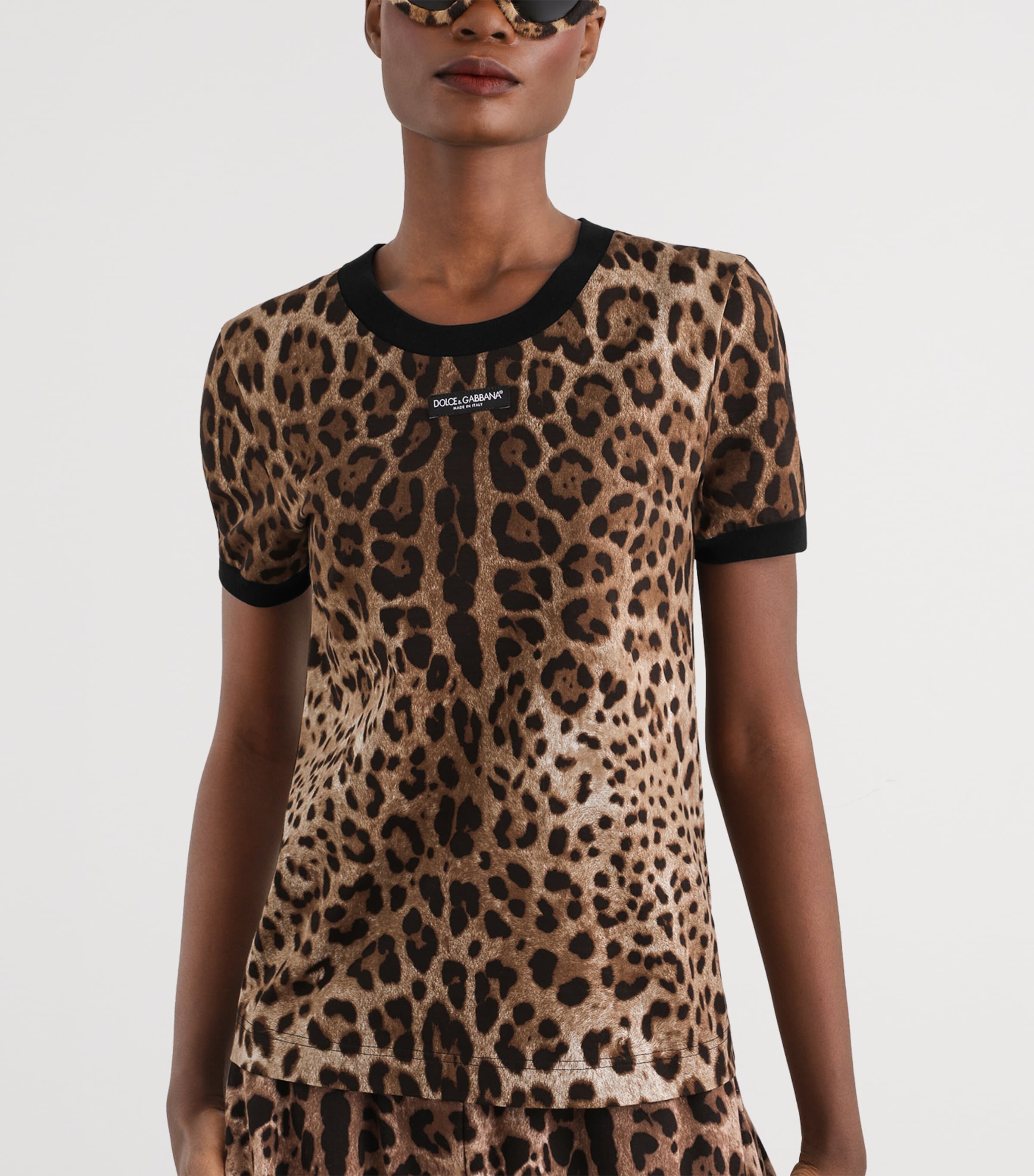 Dolce&Gabbana Womens Cotton Leopard Print T-Shirt Leo New Image 2