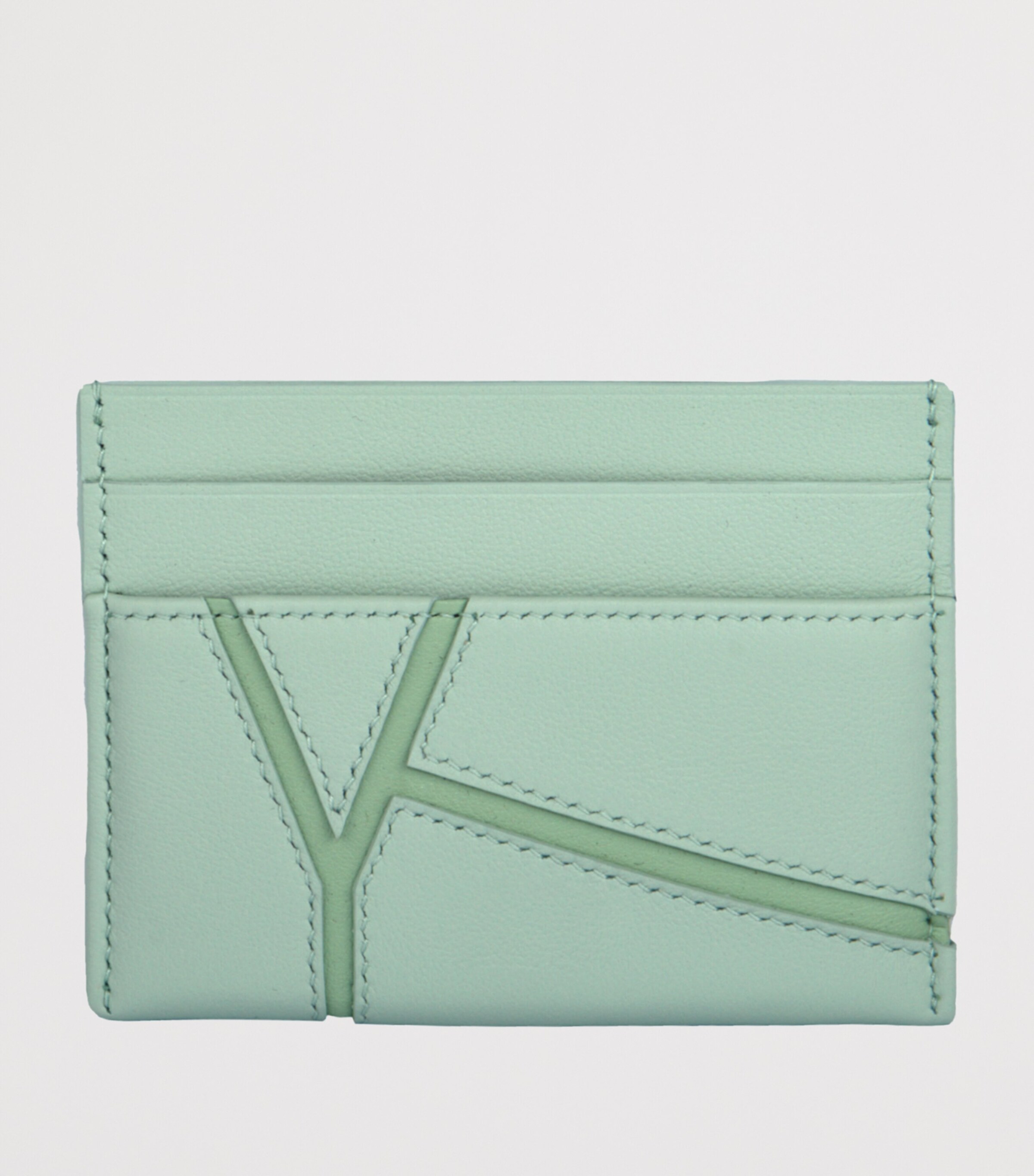 Small Leather Diamond Card Holder GREEN Image 3