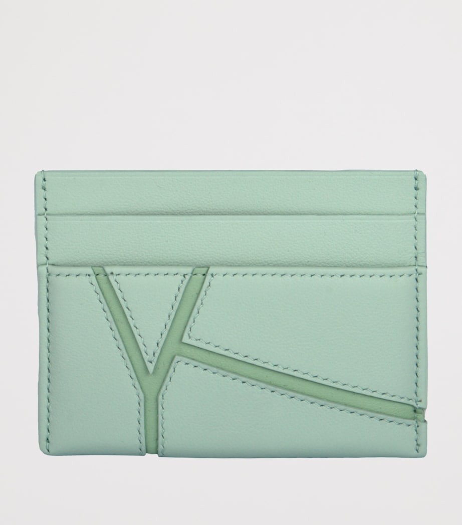 Small Leather Diamond Card Holder GREEN Image 3