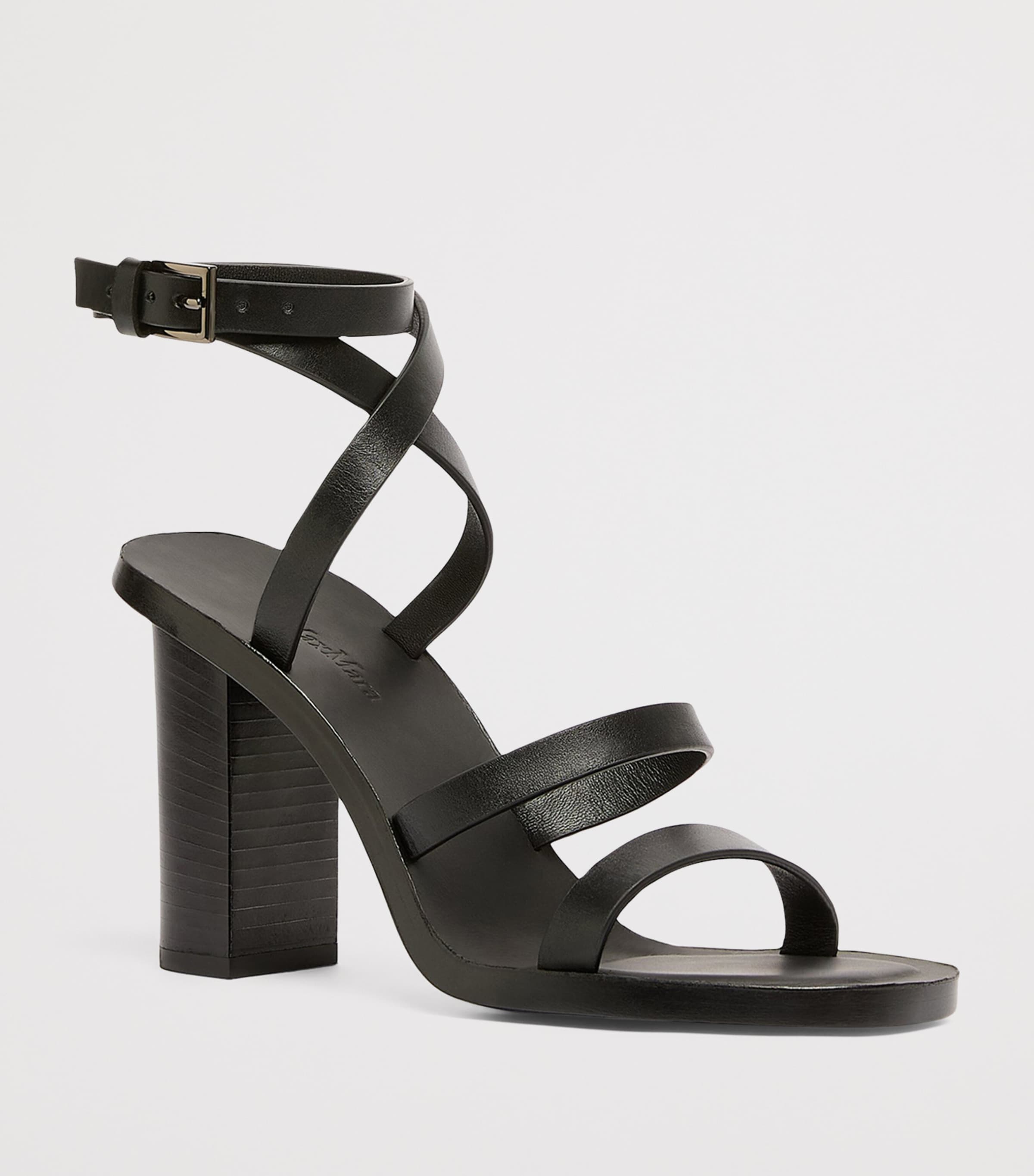 Max Mara Leather Heeled Sandals 90 Black Image 3