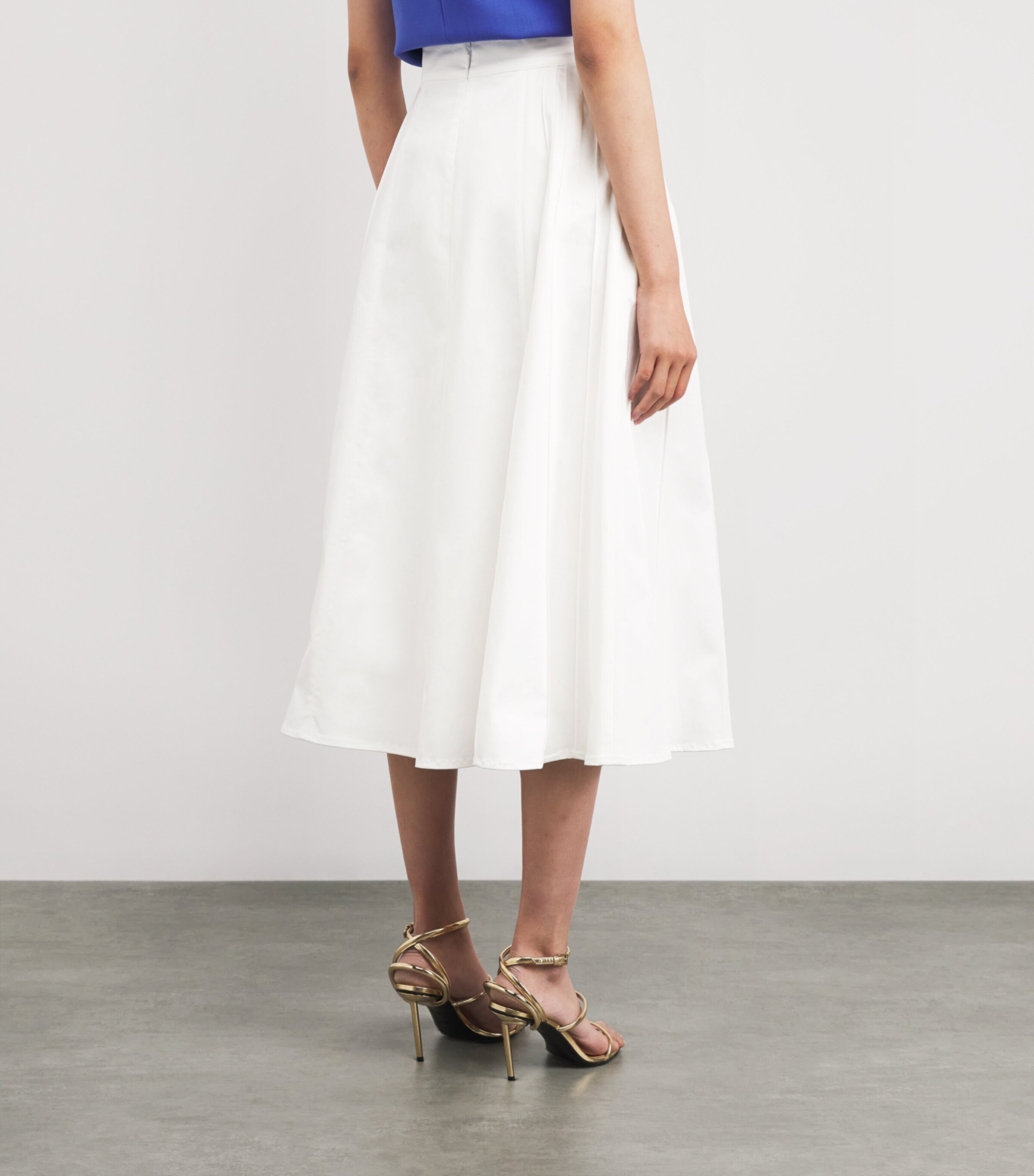 Cotton-Blend Midi Skirt 100 WHITE Image 4