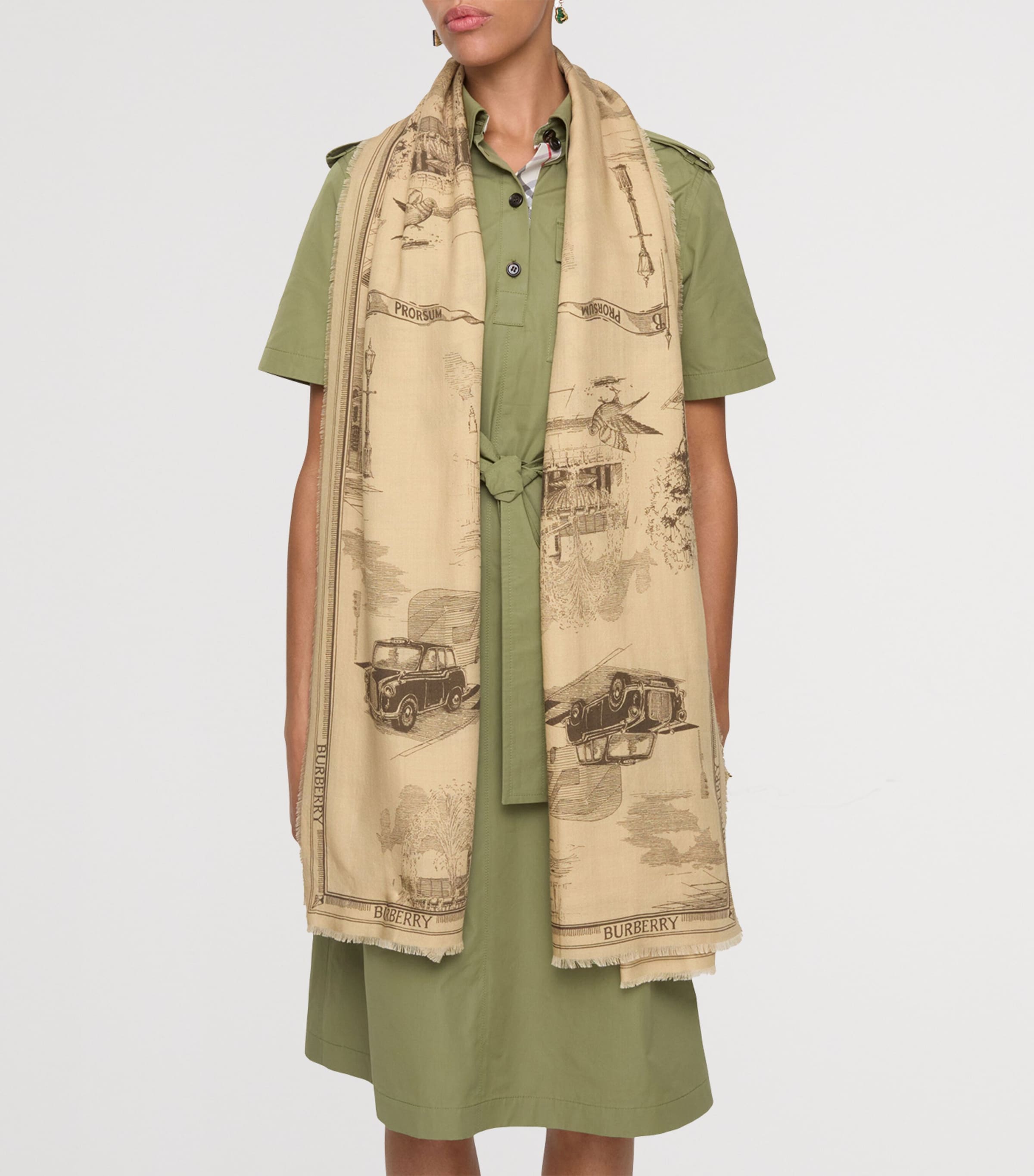 Burberry Silk-Wool London Landmarks Scarf Sand Image 3