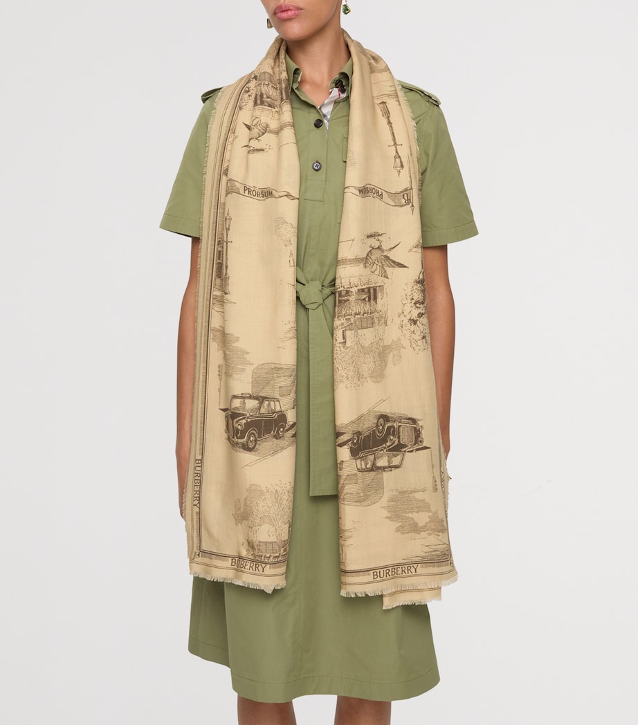 Silk-Wool London Landmarks Scarf SAND Image 3