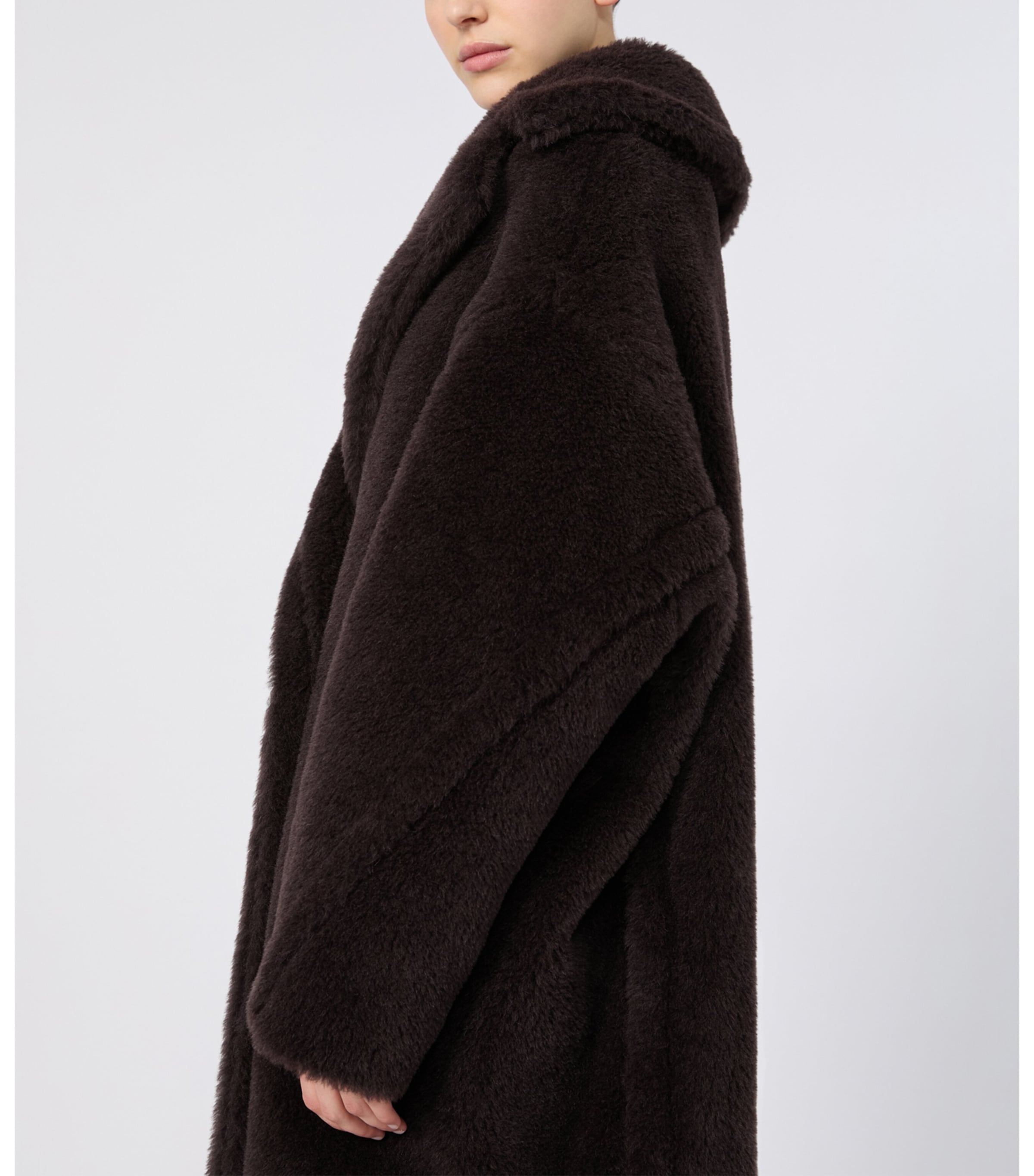 Max Mara Womens Alpaca-Wool-Silk Teddy Bear Icon Coat Dark Brown Image 4