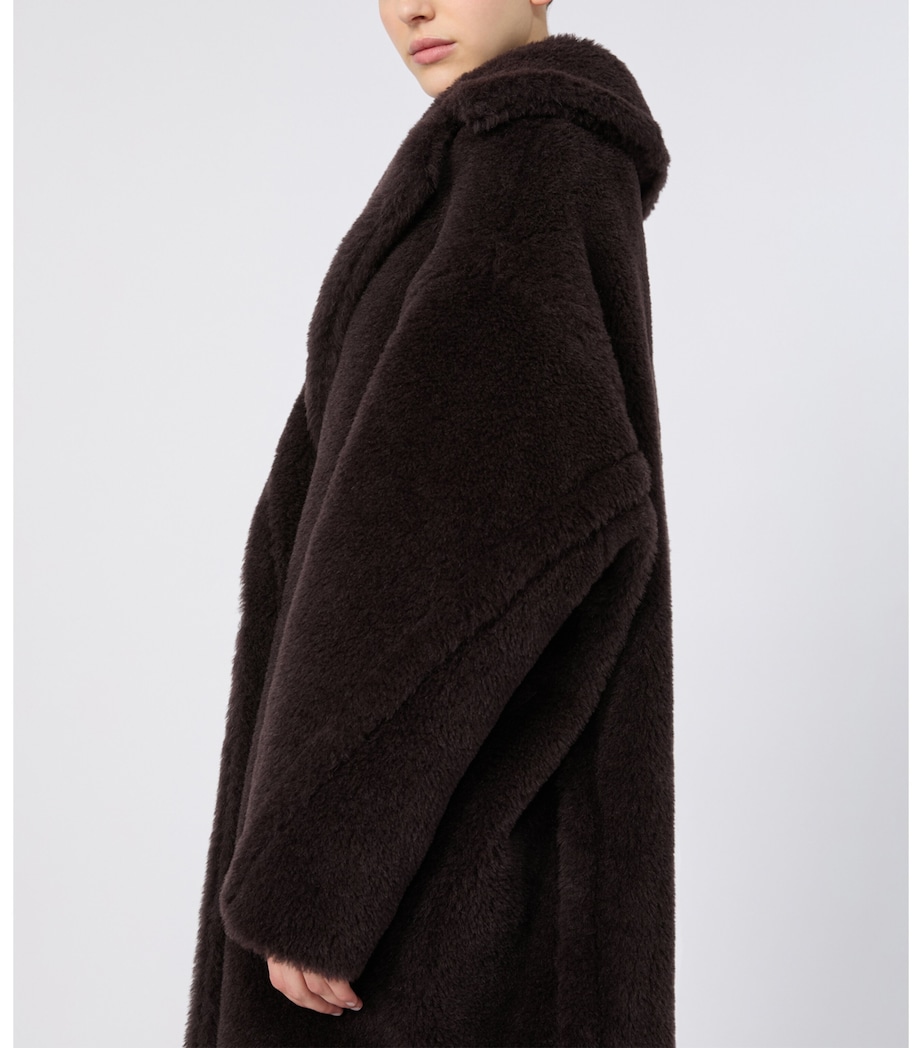 Max Mara Womens Alpaca-Wool-Silk Teddy Bear Icon Coat Dark Brown Image 4