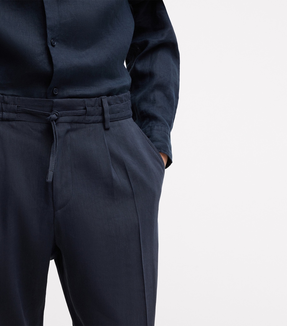 Linen-Blend Drawstring-Waist Tailored Trousers 404 Image 4