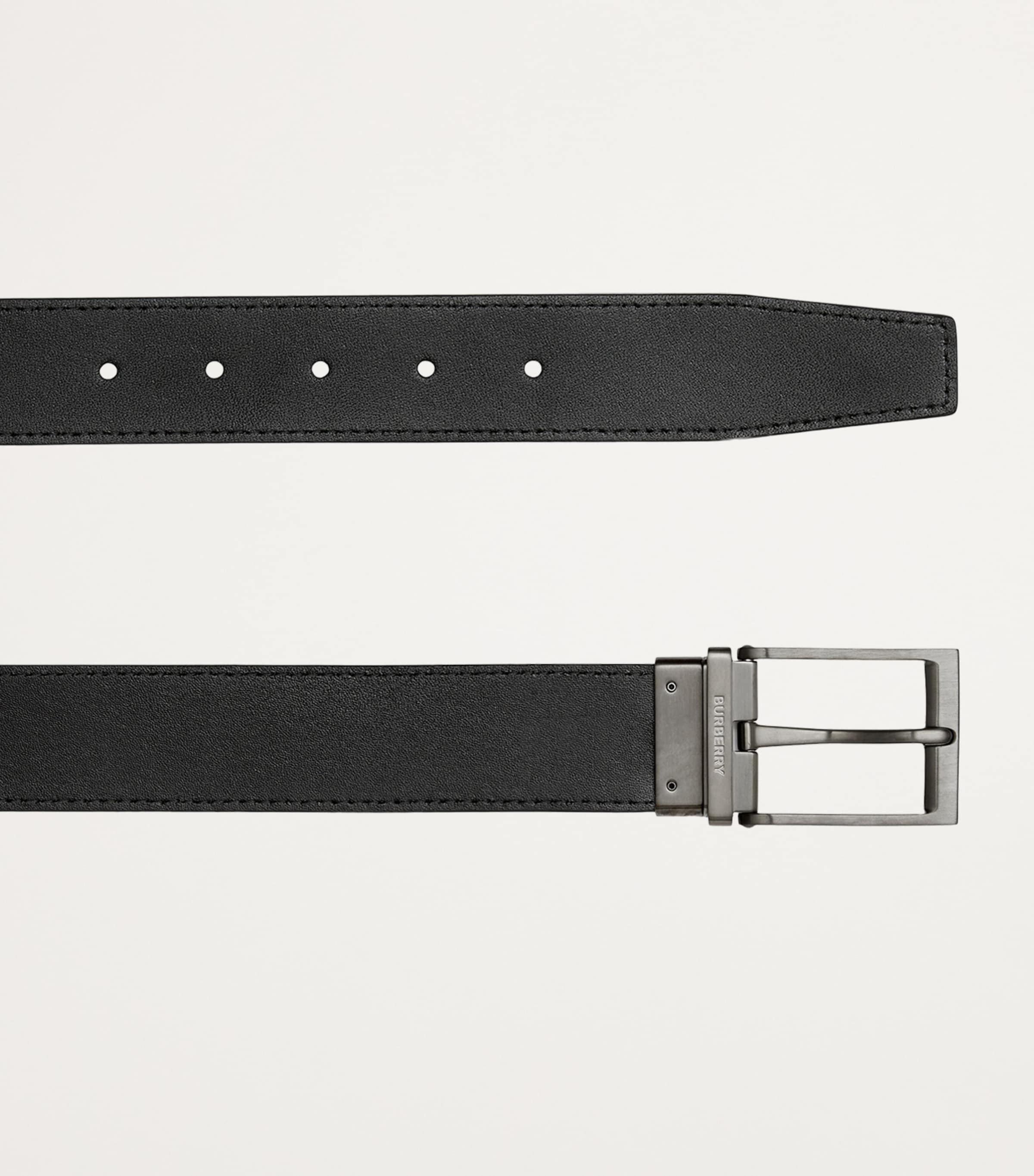 Leather and Check Reversible Belt CHARCOAL/GRAPHITE Image 7
