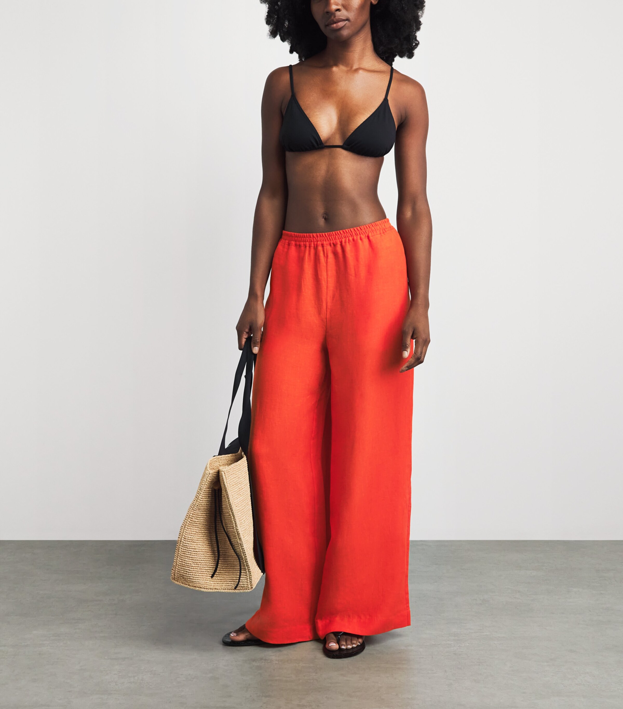 Eres Womens Linen Wide-Leg Trousers Rooibos Image 2