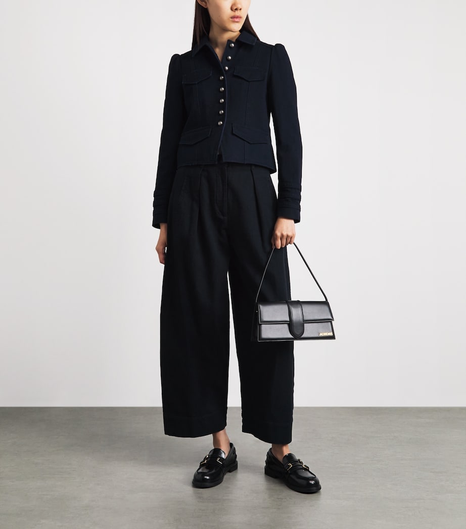 ME+EM Womens Organic Cotton Twill Cropped Jacket Summer Navy Image 2