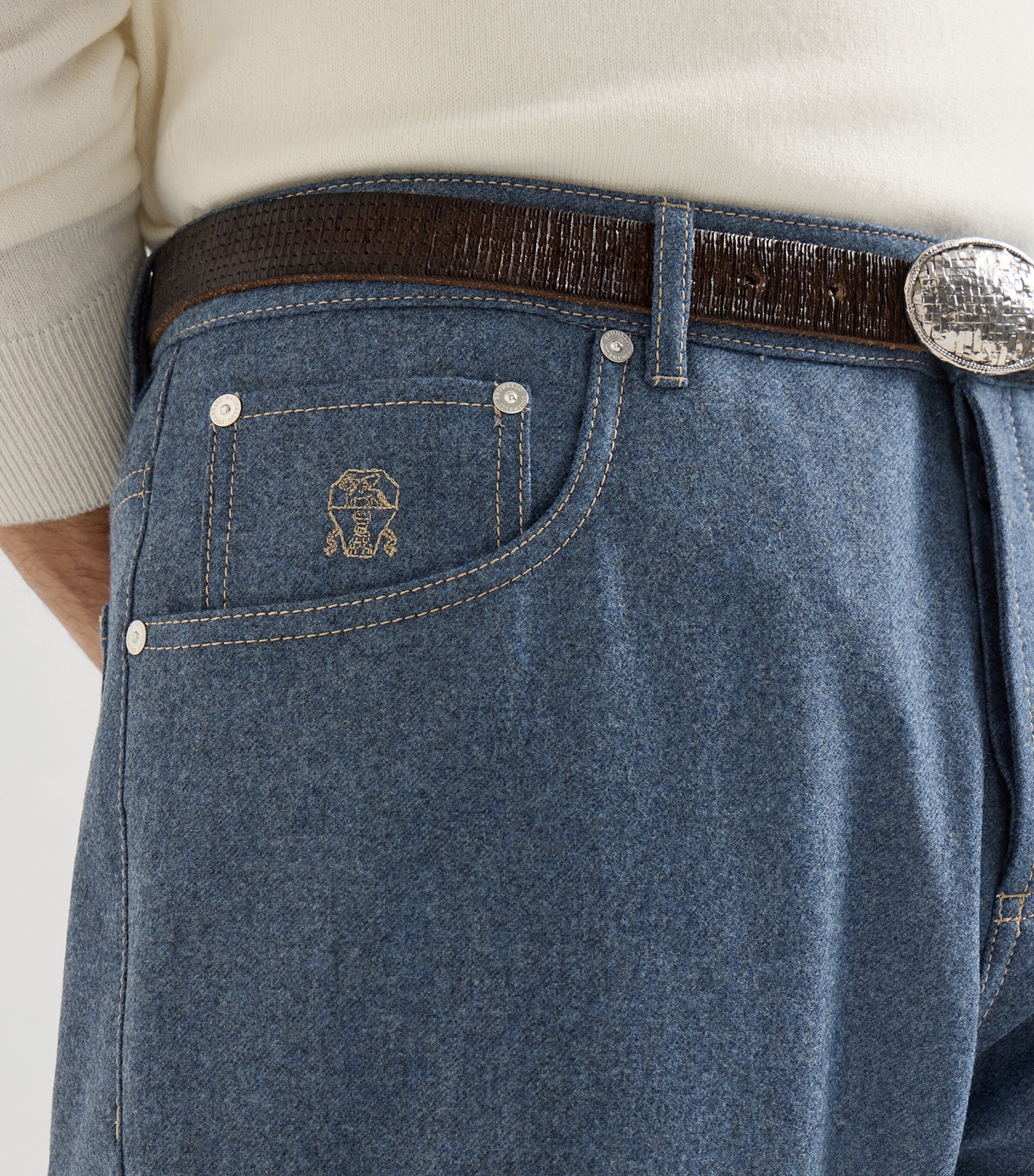 Brunello Cucinelli Mens Virgin Wool Slim Trousers Image 6