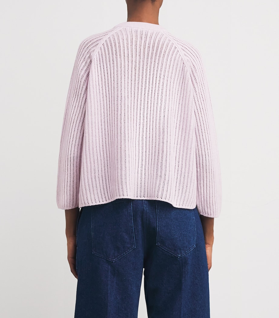 Johnstons Of Elgin Womens Cashmere Mesh Sweater Lavender Image 4