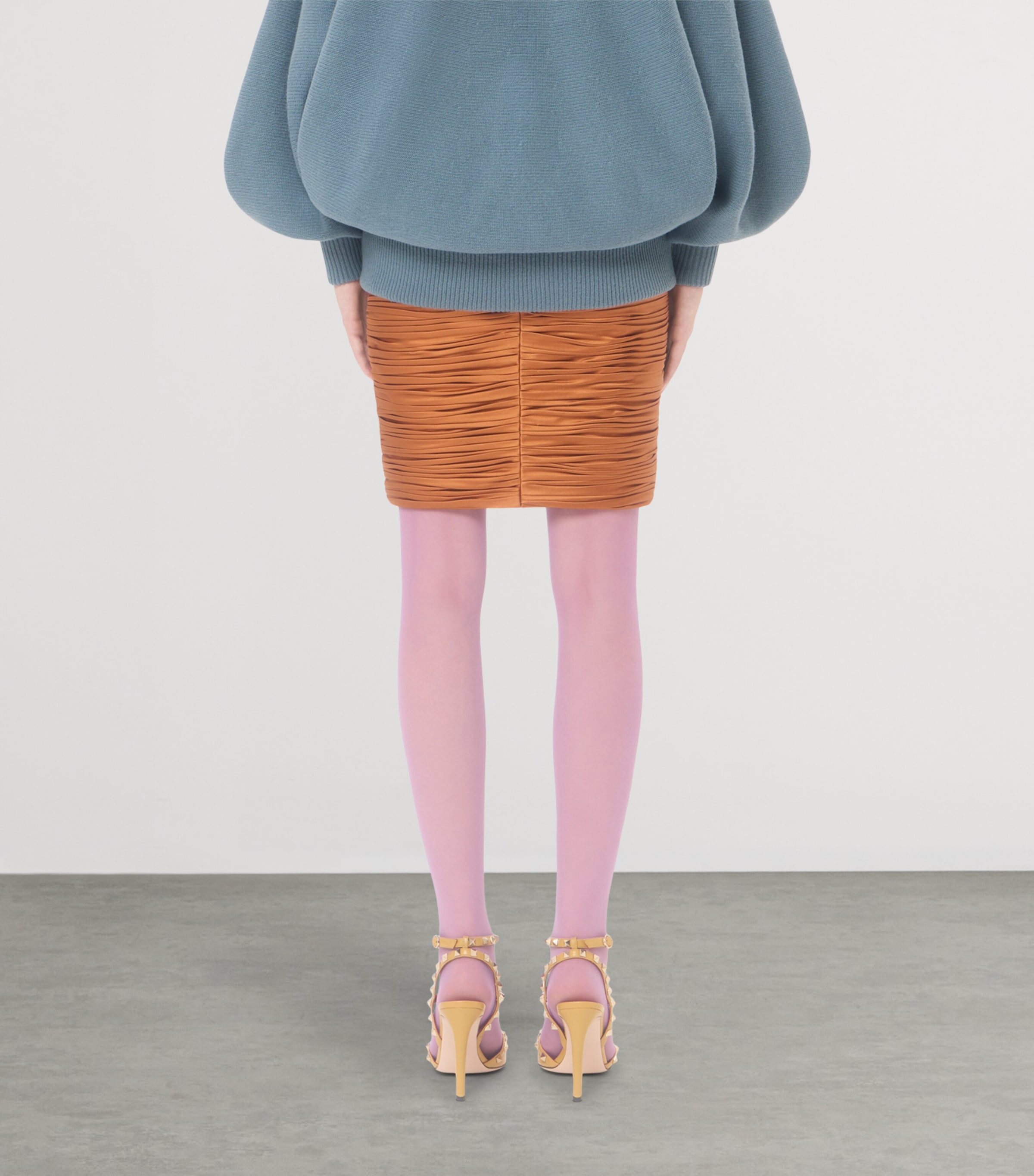 Valentino Womens Satin Draped Plissé Mini Skirt Bar Image 5
