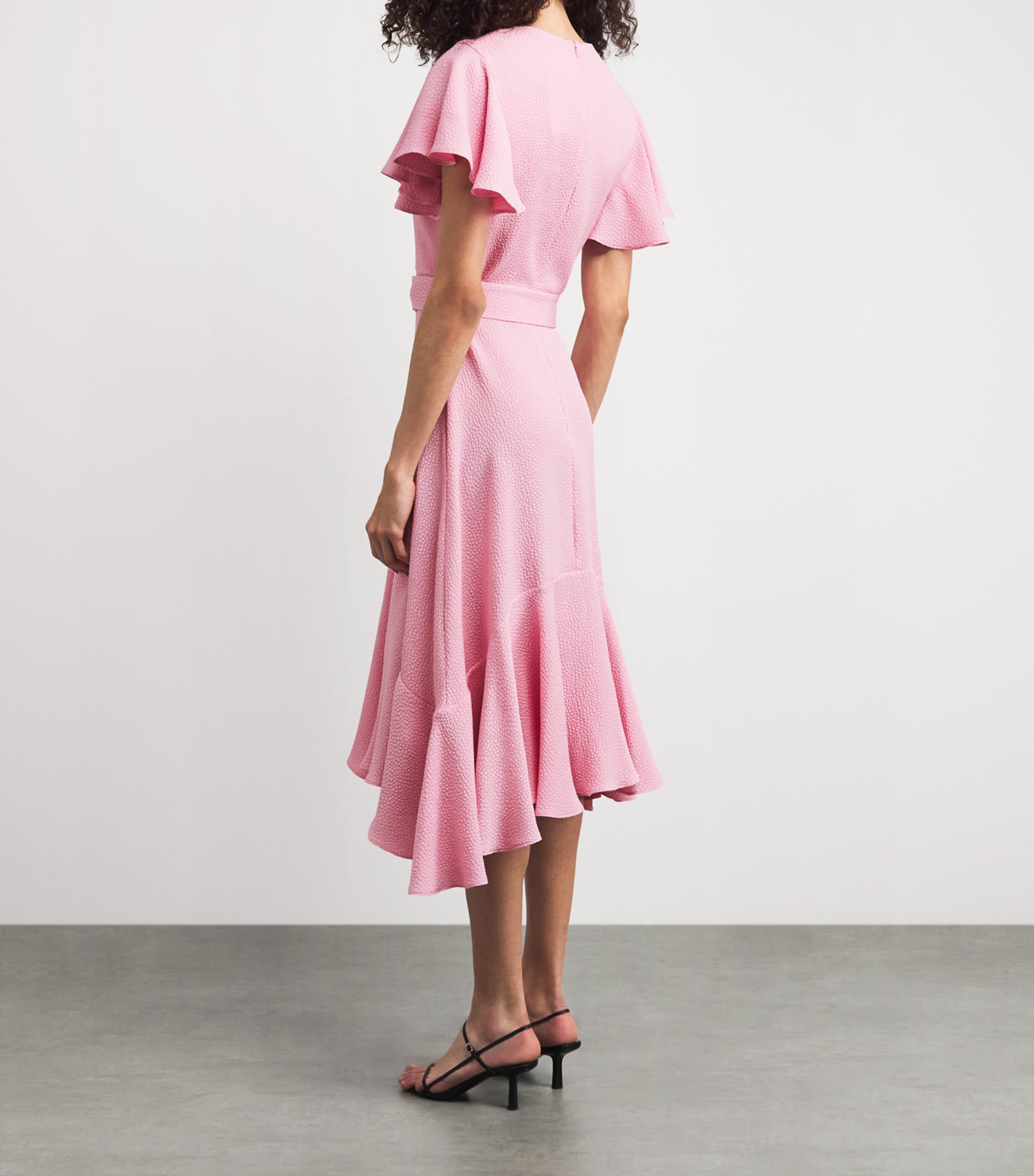 Edeline Lee Womens Bubble Jacquard Dada Midi Dress Pink Image 4