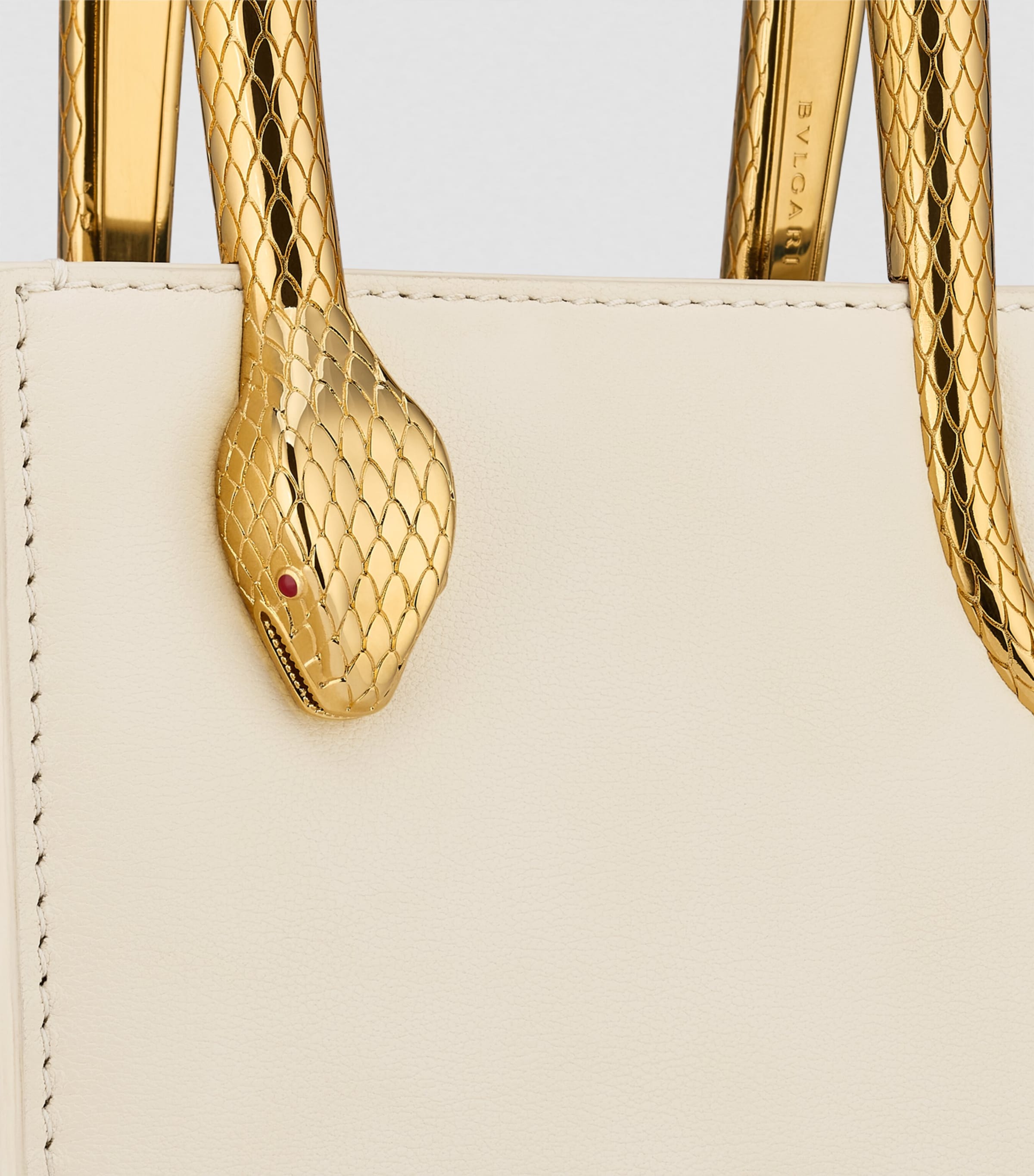 Mini Leather Serpentine Tote Bag WHITE Image 5