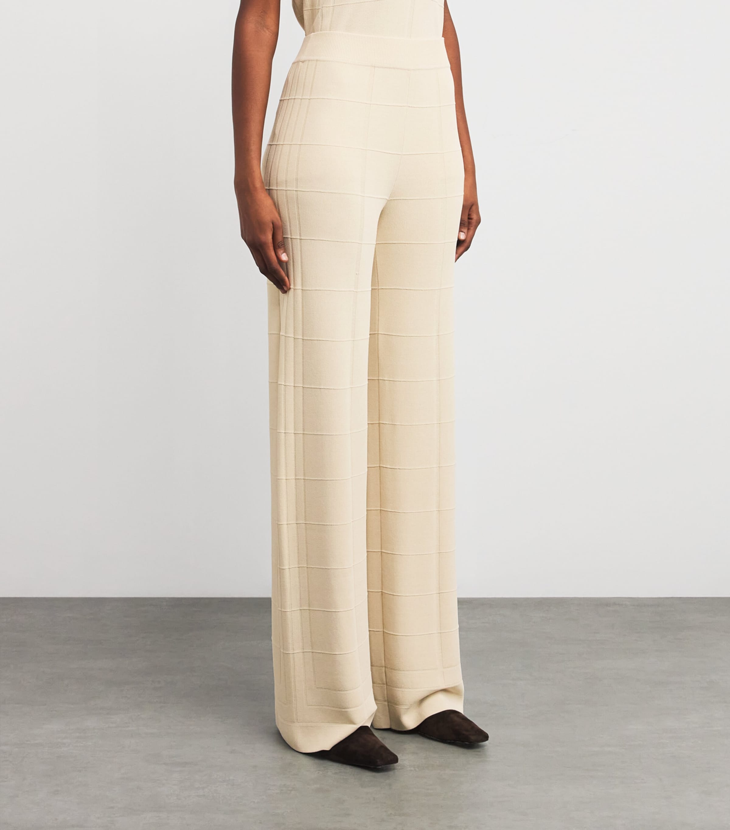 Grid Knit Straight Trousers AFFOGATO Image 3