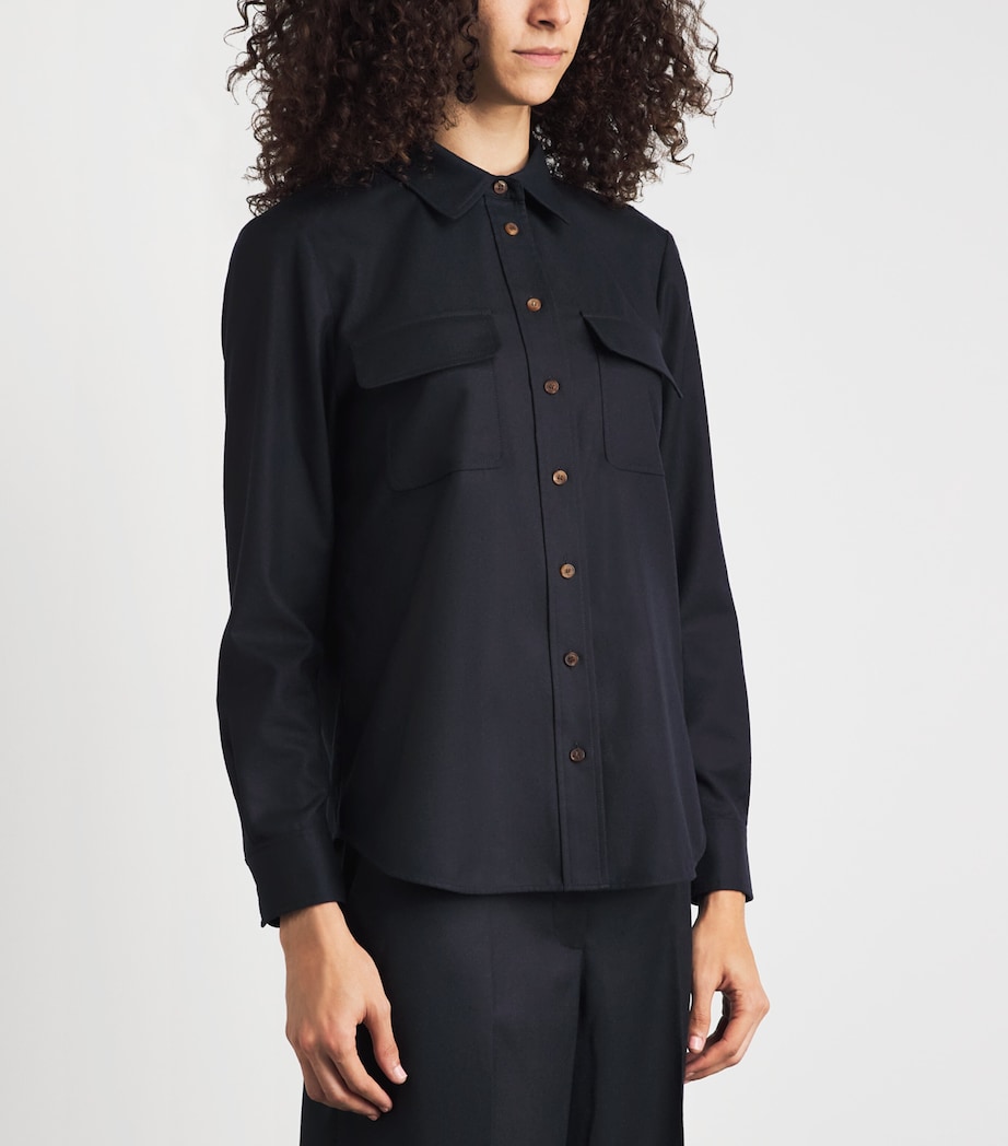 Lafayette 148 Womens Wool Shirt Ink Image 4