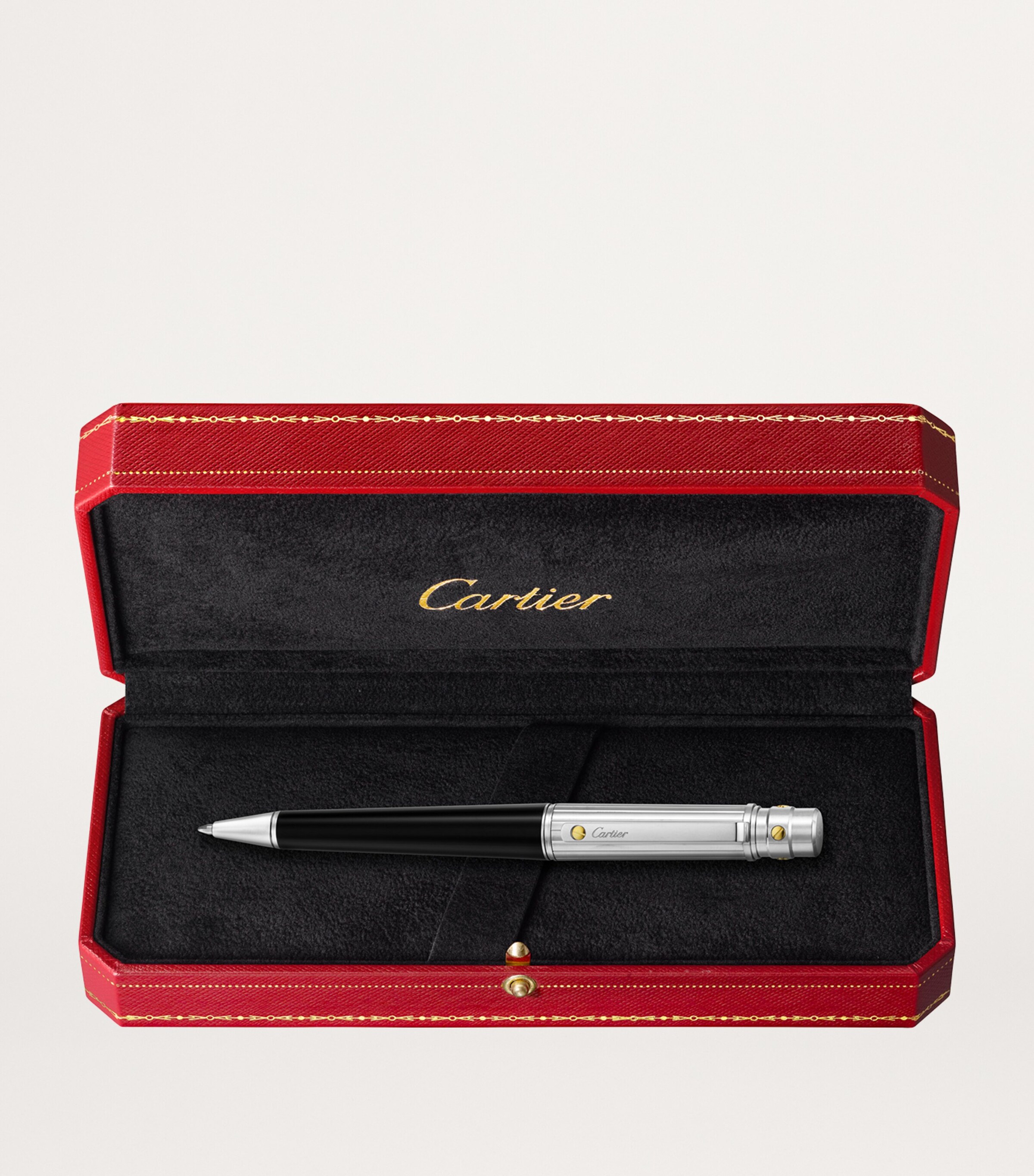 Santos de Cartier Ballpoint Pen BLACK & SILVER Image 5