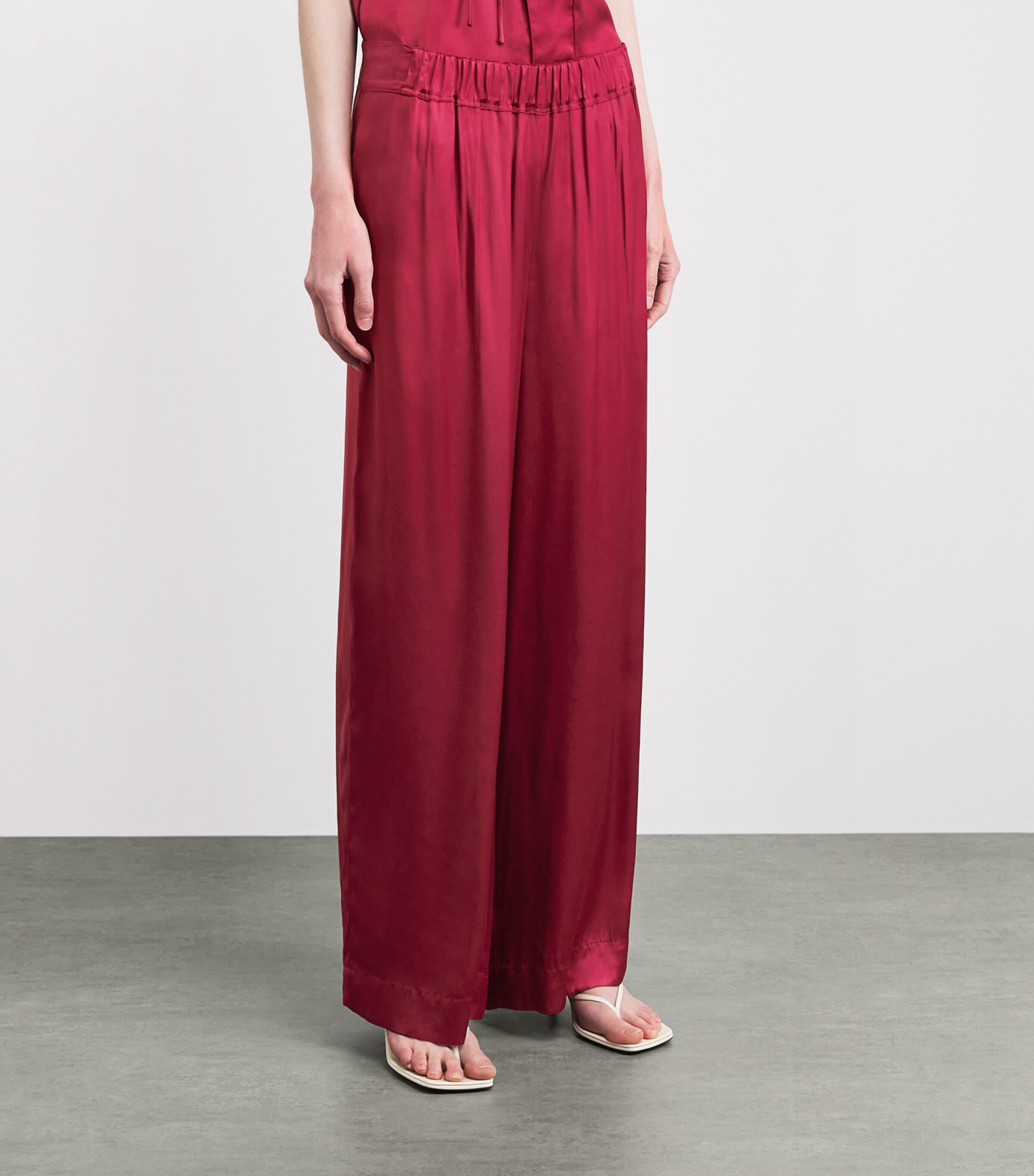Liberowe Womens Satin Palazzo Trousers Raspberry Image 4