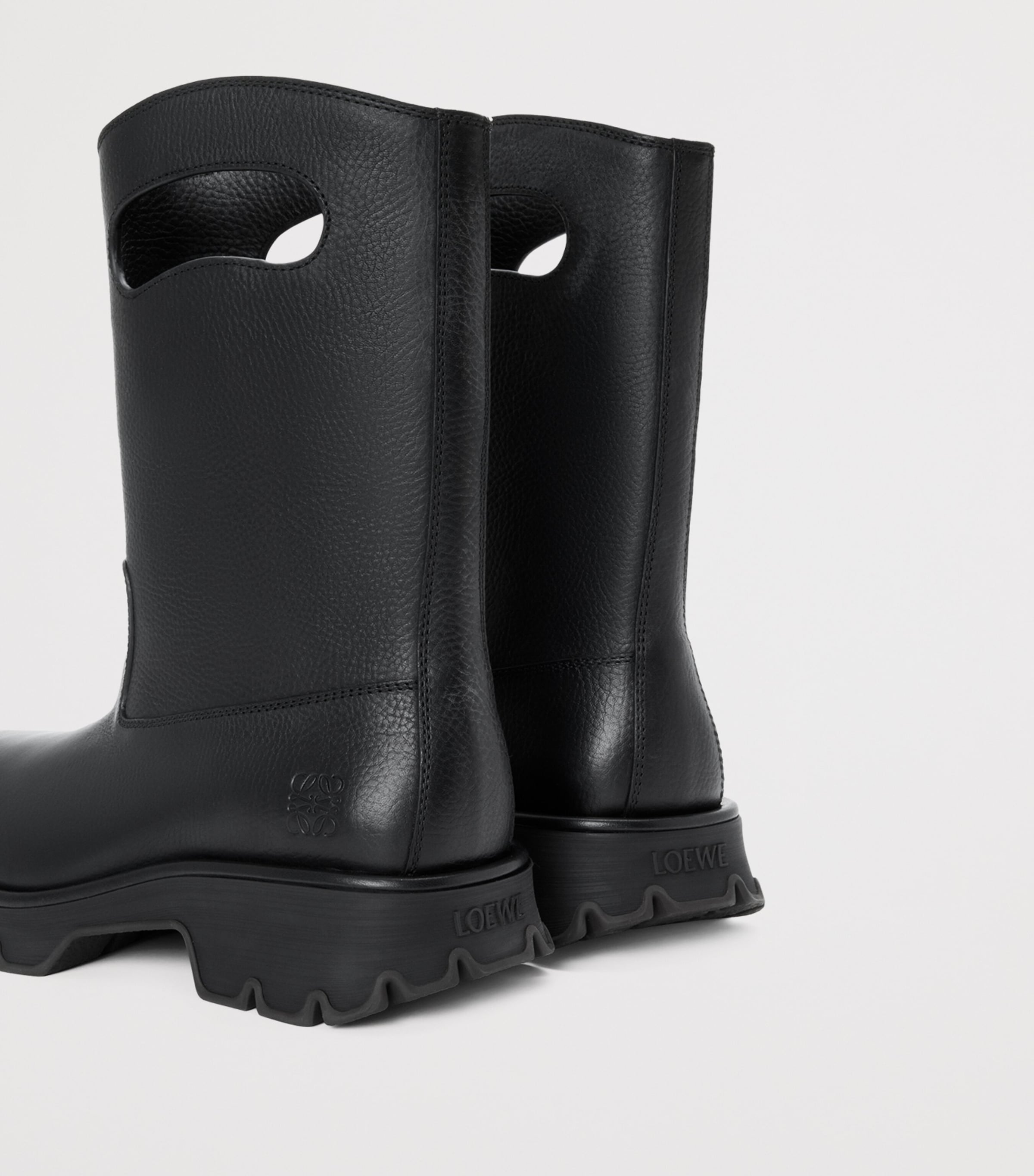 Leather Bobby Ankle Boots BLACK Image 5