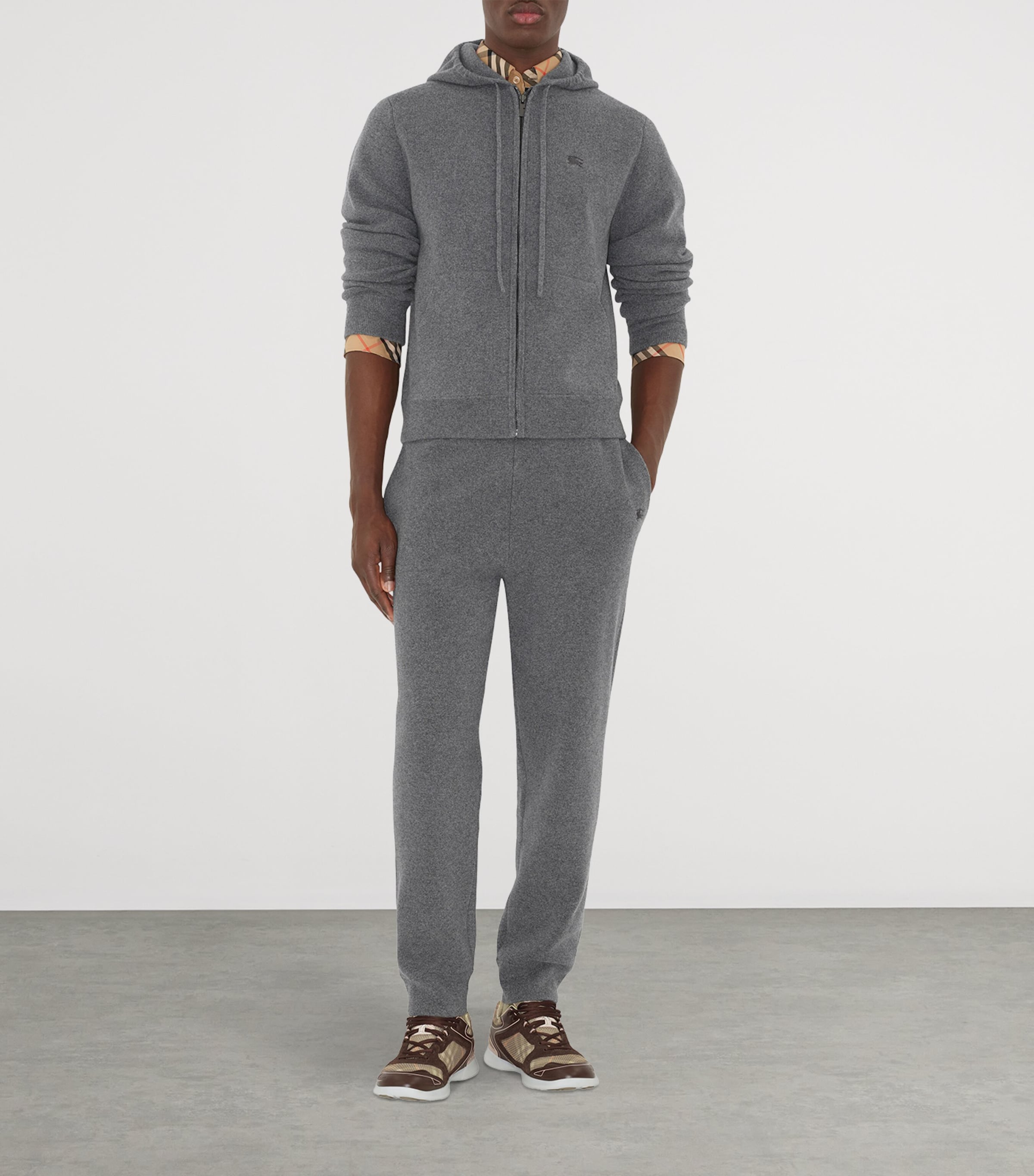 Cashmere-Blend Zip-Up Slim Hoodie GREY Image 2