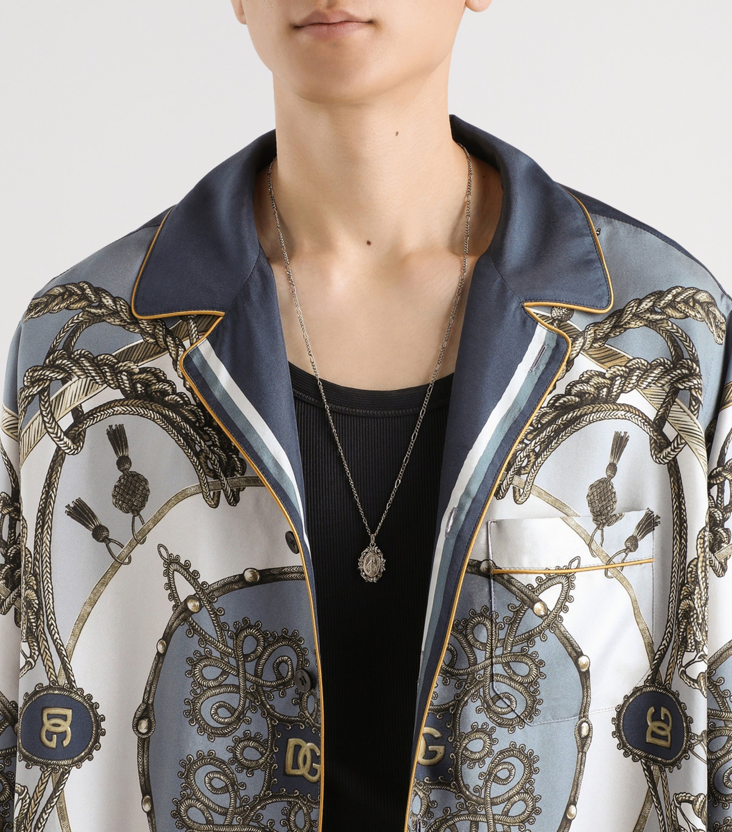 Dolce&Gabbana Mens Silk Cargo Print Shirt Corde/nappe F. Image 4