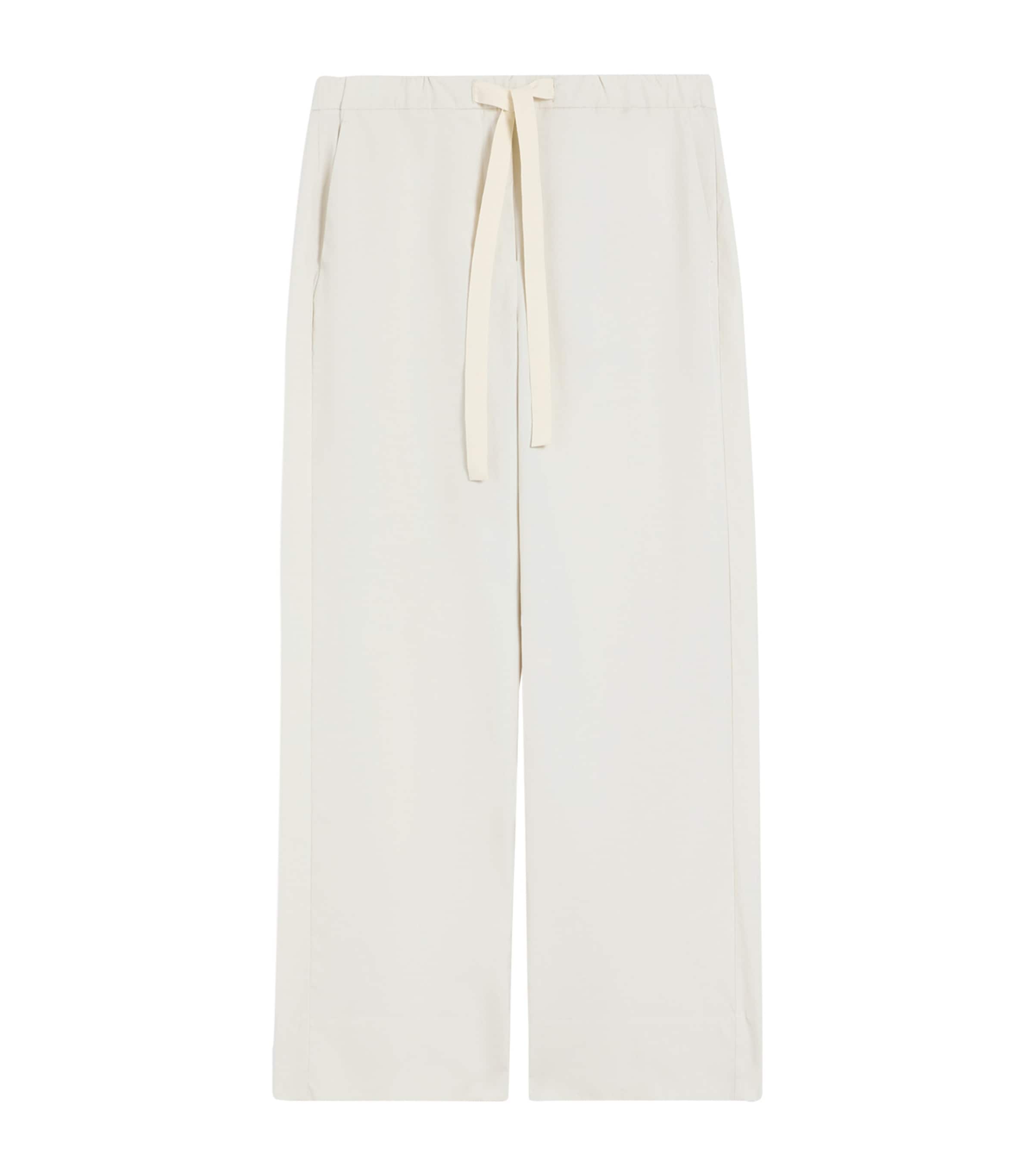 Max Mara Womens Cotton Argento Wide-Leg Trousers Ice Image 1