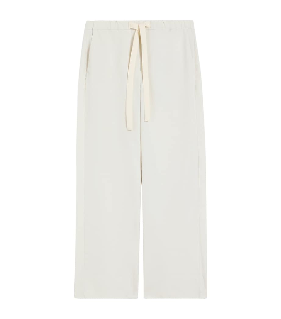 Max Mara Womens Cotton Argento Wide-Leg Trousers Ice Image 1