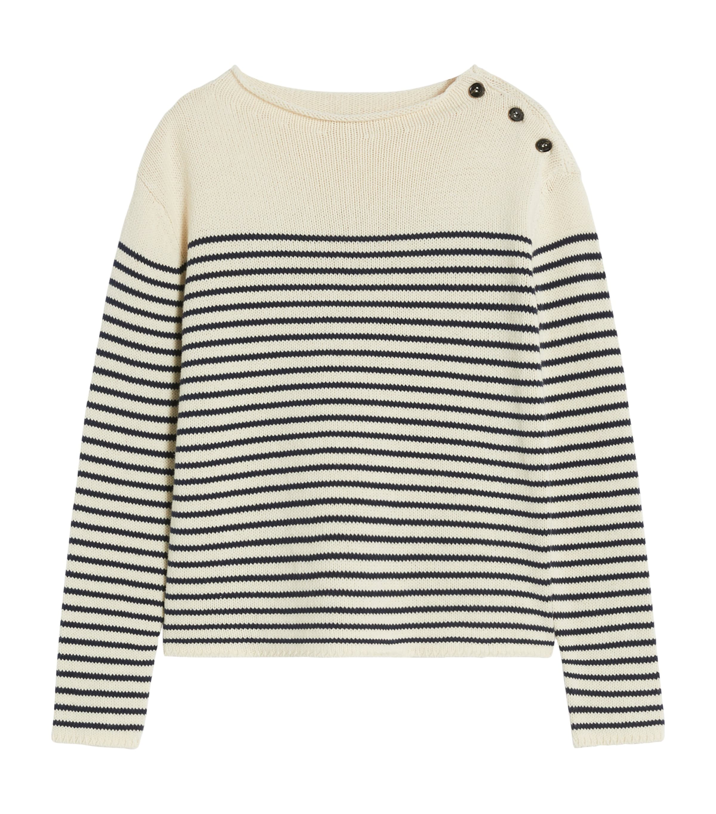 Cotton-Blend Stripe Sweater NAVY Image 1