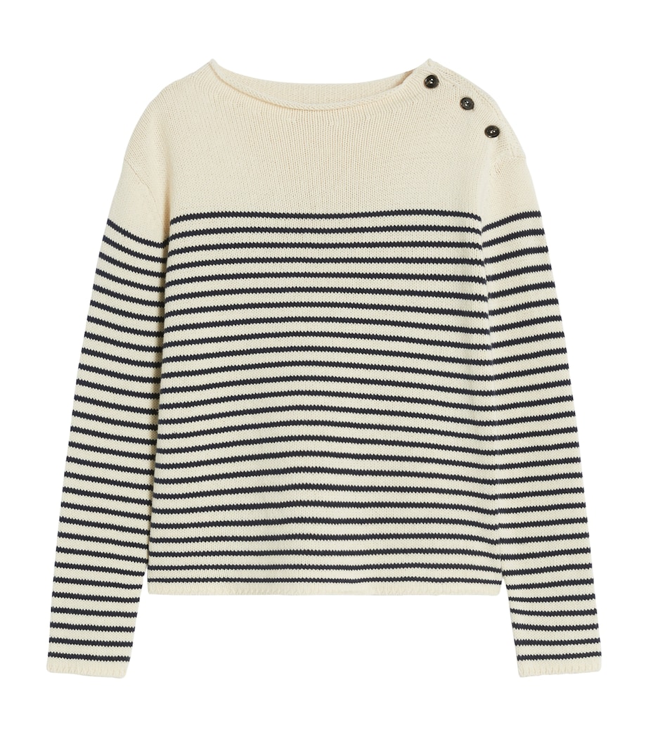 Cotton-Blend Stripe Sweater NAVY Image 1