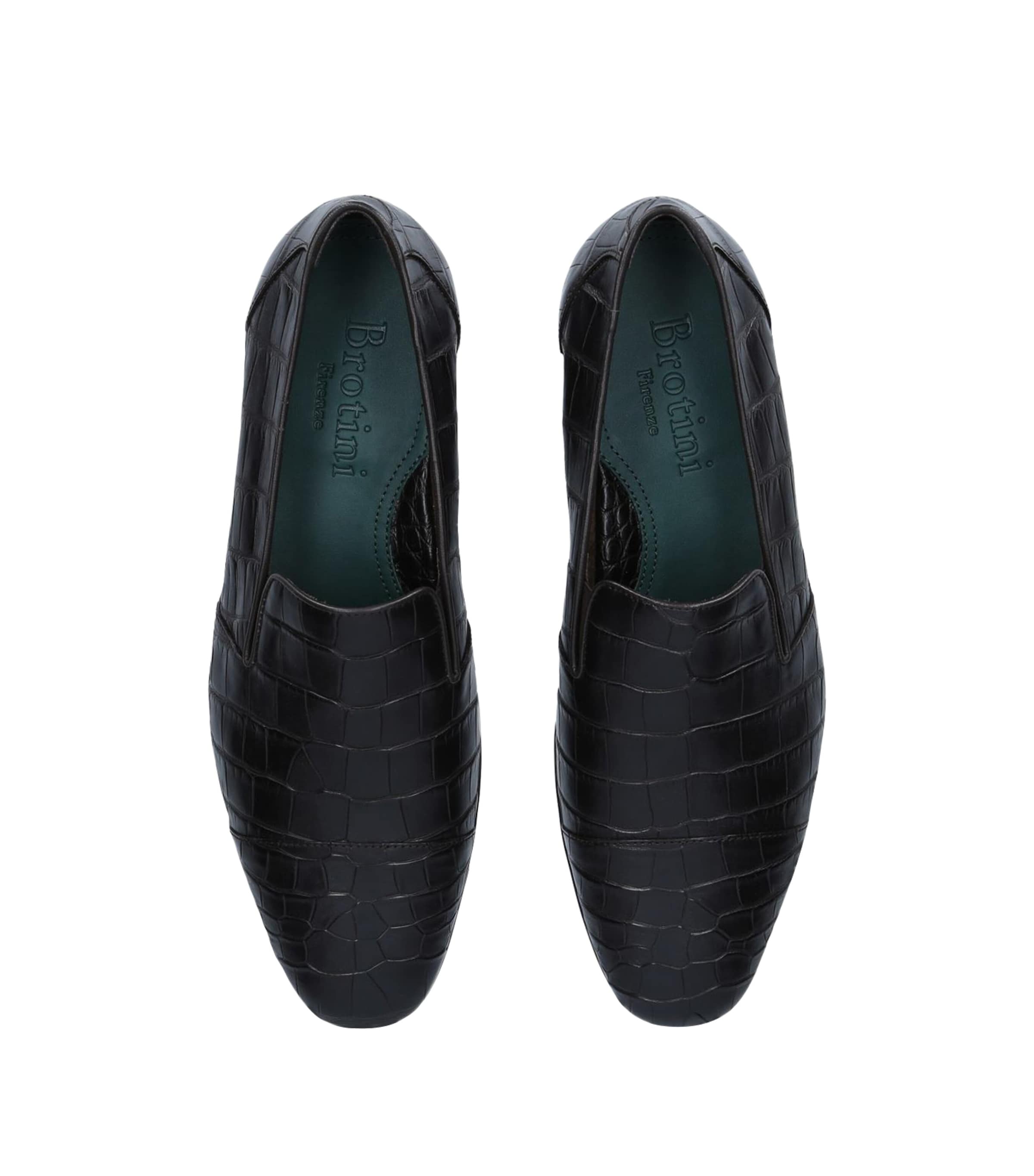 Brotini Crocodile Leather Slippers Dark Brown Image 4