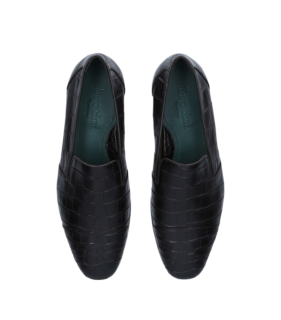 Brotini Crocodile Leather Slippers Dark Brown Image 4