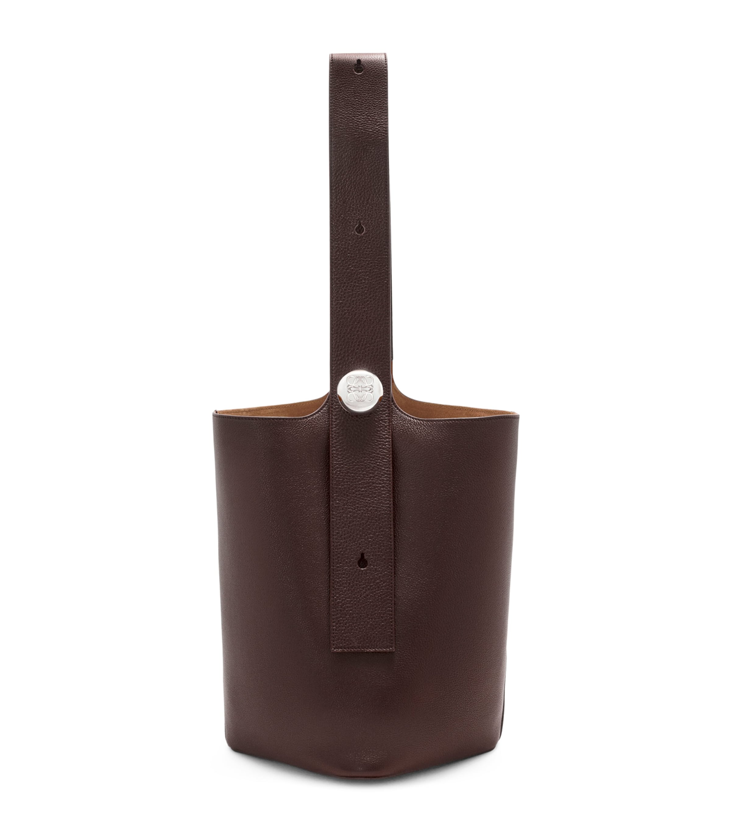 Loewe Large Leather Pebble Bucket Bag In Burgundy