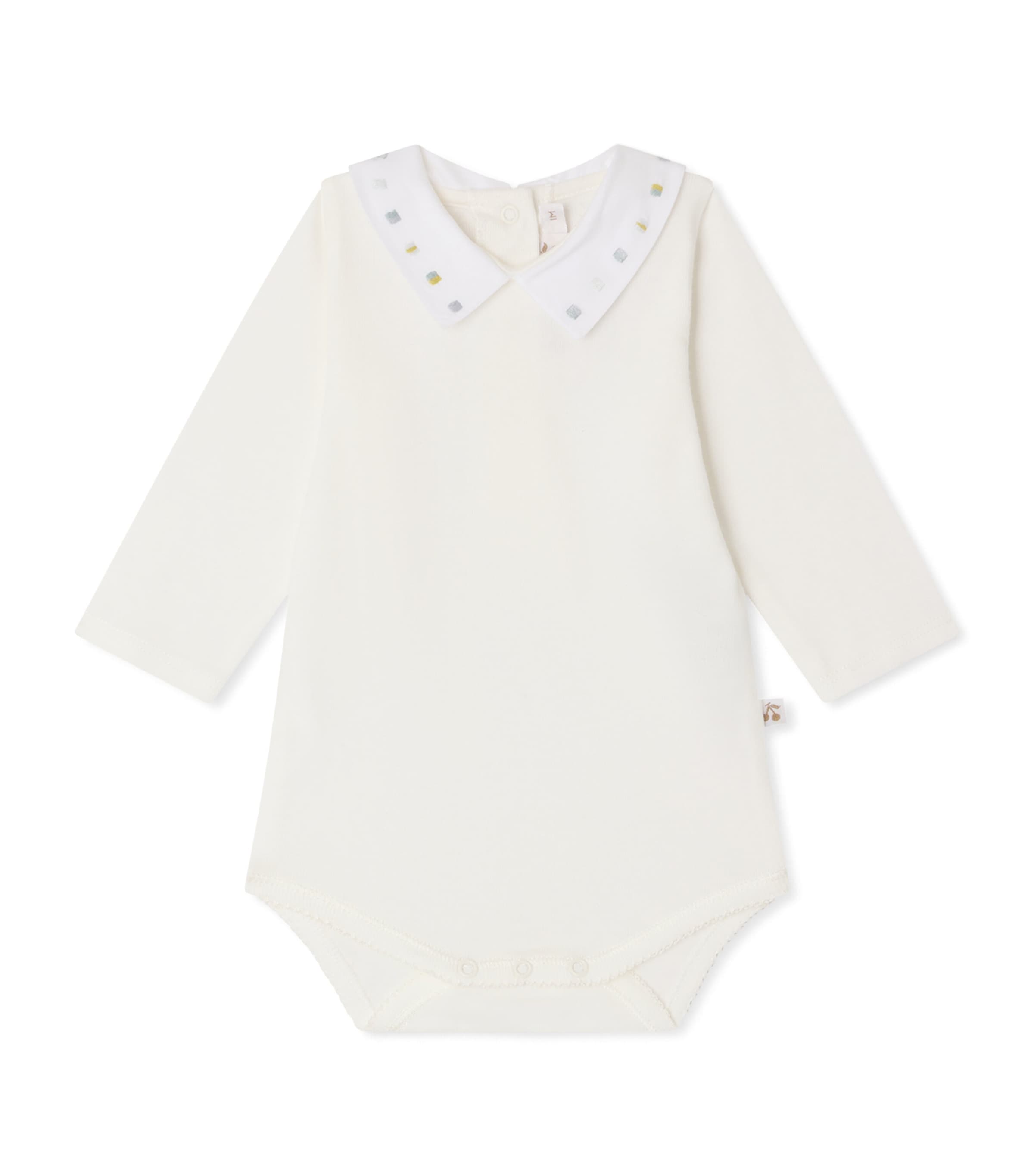 Bonpoint Cotton Embroidered Julliet Bodysuit (1-24 Months) Blanc Lait Image 1