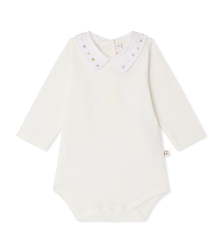Bonpoint Cotton Embroidered Julliet Bodysuit (1-24 Months) Blanc Lait Image 1