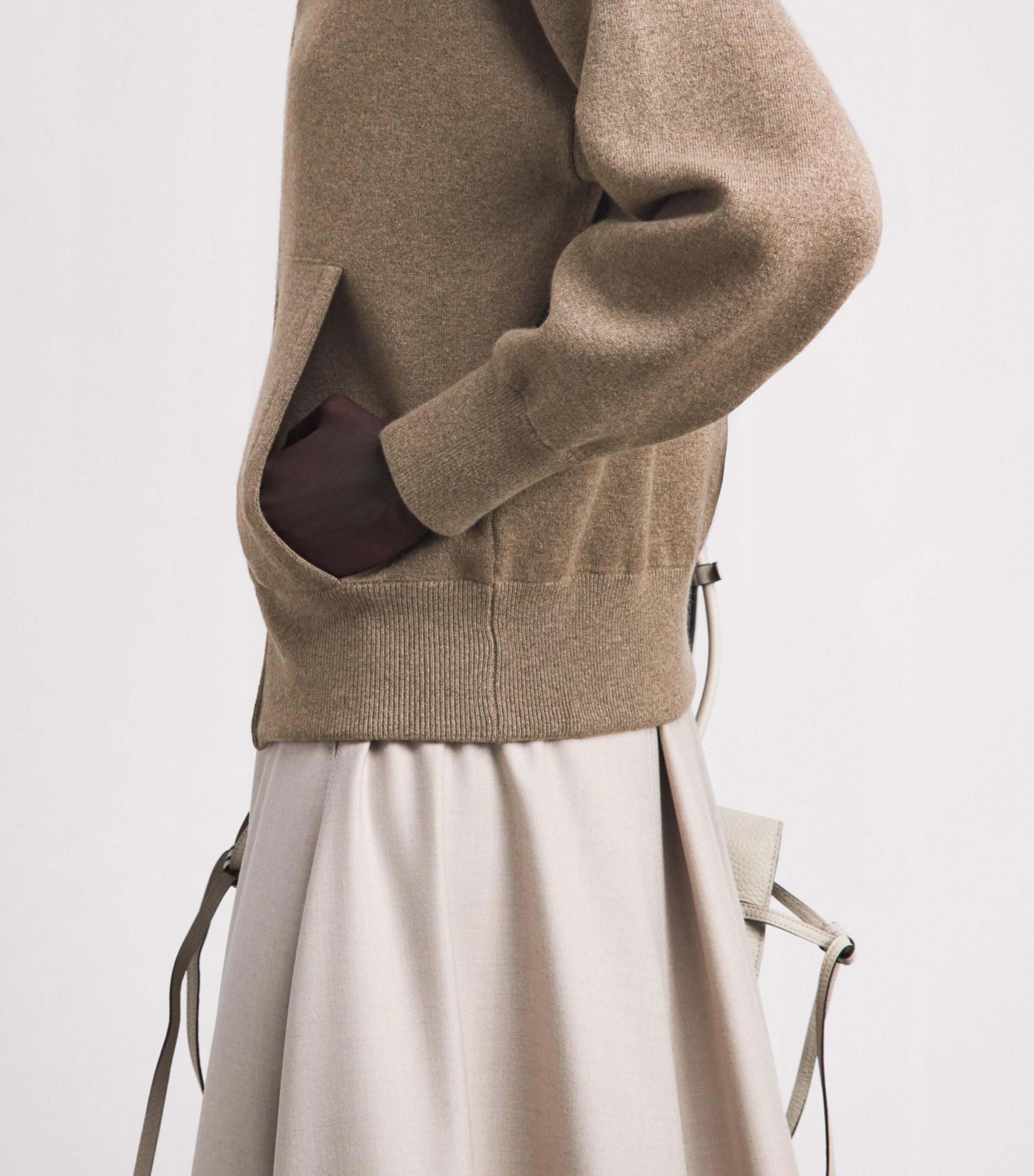 Agnona Womens Cashmere-Wool-Silk Zip-Up Hoodie Brown Mocha Image 3